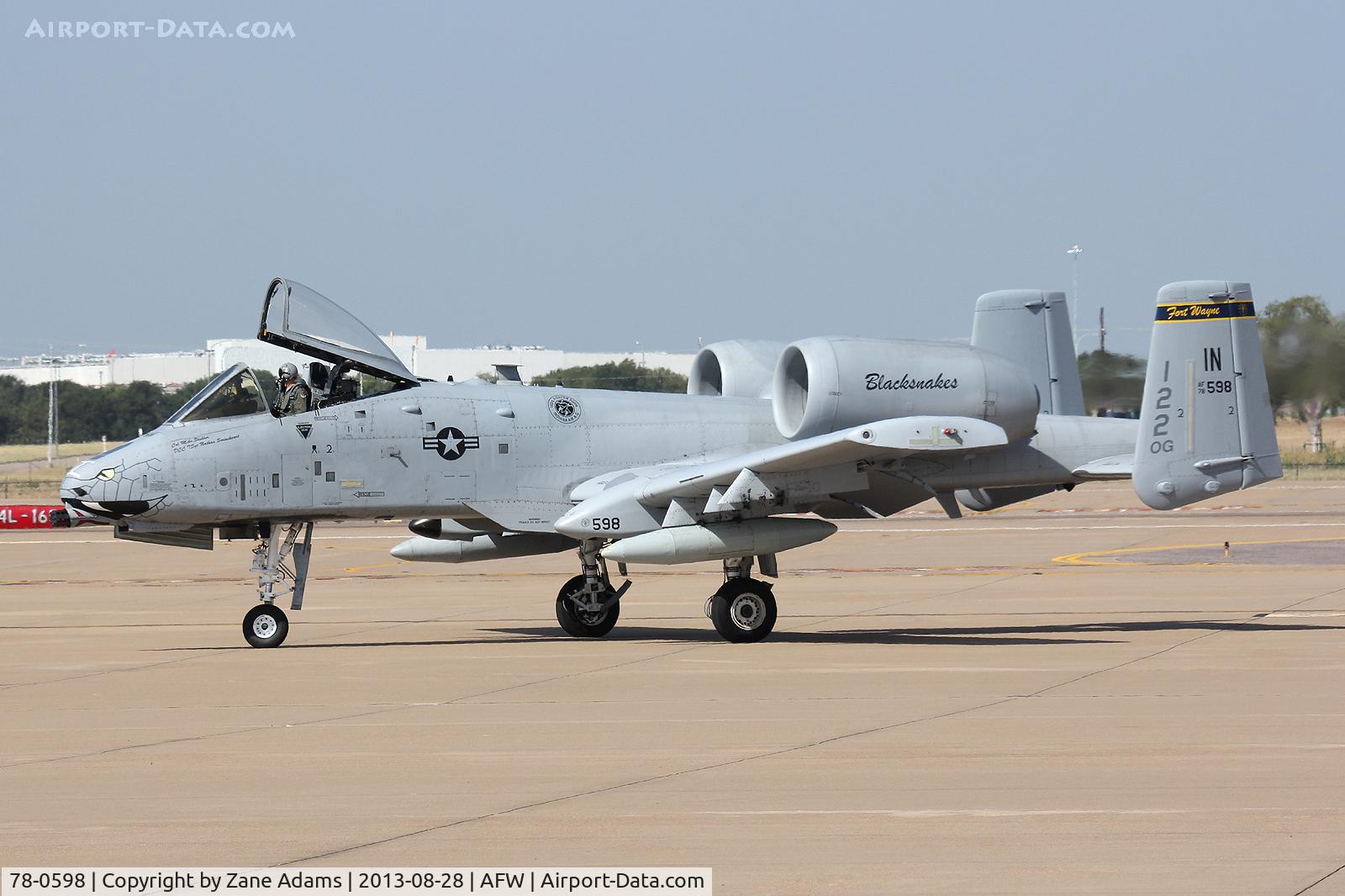 78-0598, 1978 Fairchild Republic A-10A Thunderbolt II C/N A10-0218, At Alliance Airport - Ft. Worth, TX