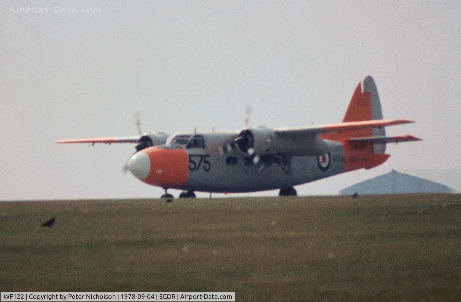 WF122, 1951 Percival P-57 Sea Prince T1 C/N P57/18, Sea Prince T.1 of 750 Squadron as seen at Culrose in the Summer of 1978.