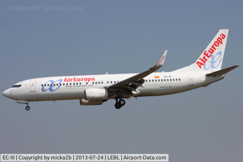 EC-III, 2002 Boeing 737-86Q C/N 30284, Landing