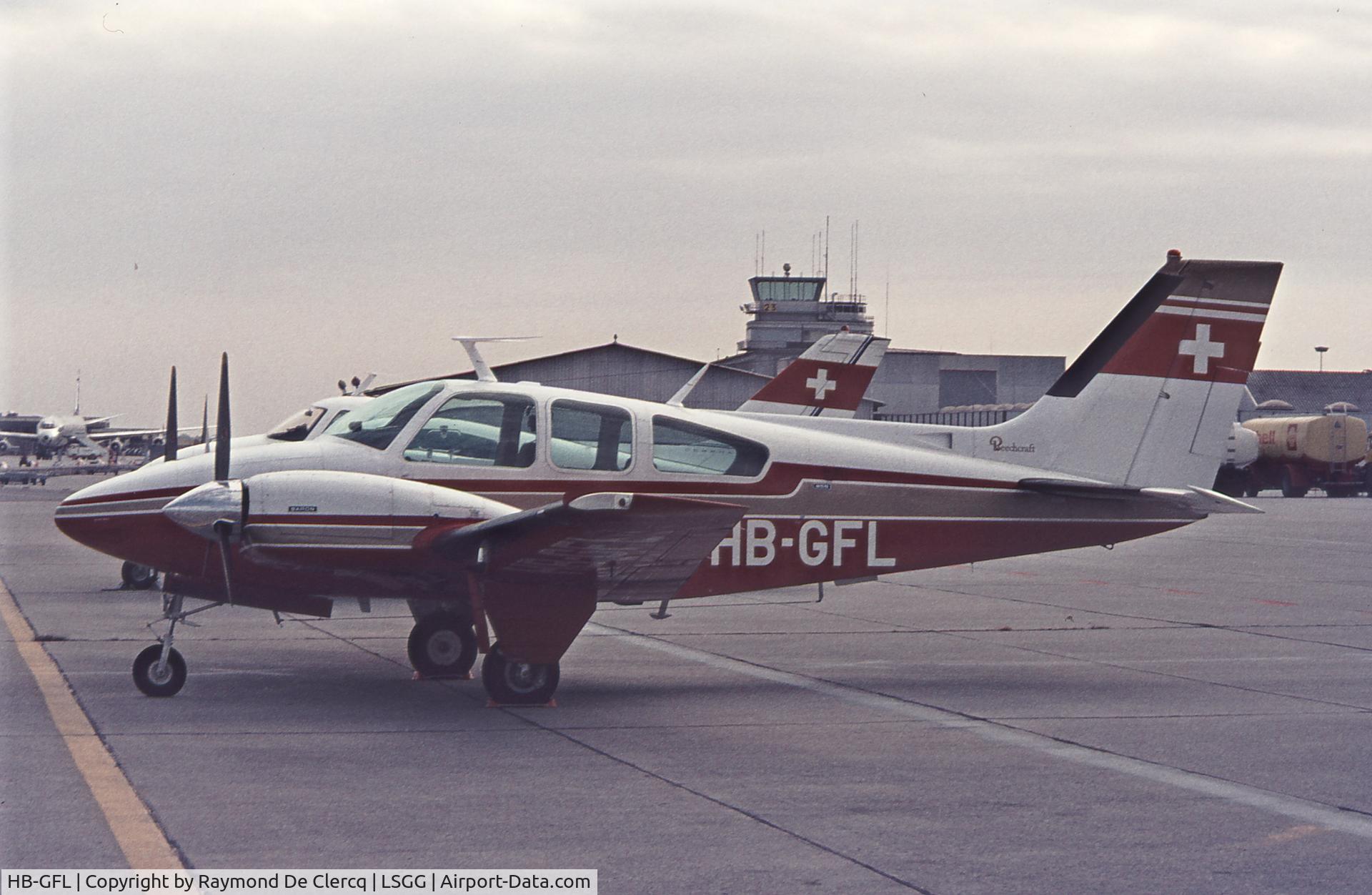 HB-GFL, 1974 Beechcraft 95-B55 Baron C/N TC-1646, Geneva,summer 1974