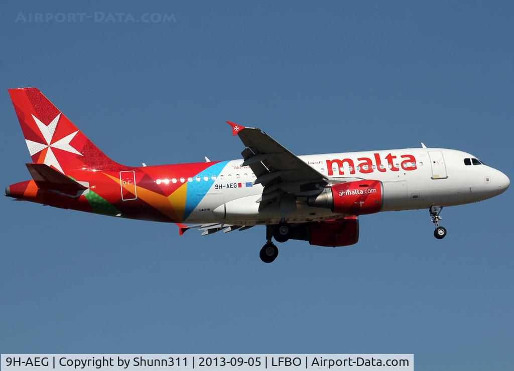 9H-AEG, 2003 Airbus A319-112 C/N 2113, Landing rwy 14R in new c/s