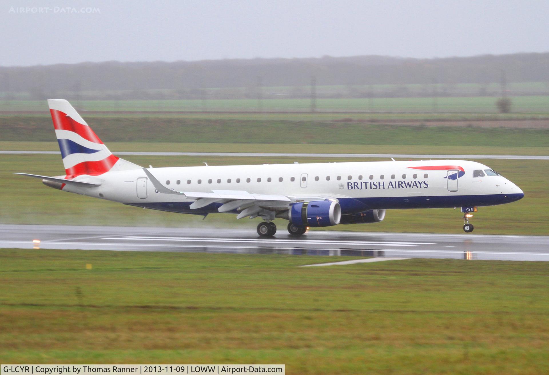 G-LCYR, 2012 Embraer 190SR (ERJ-190-100SR) C/N 19000563, BA Cityflyer Embraer 190