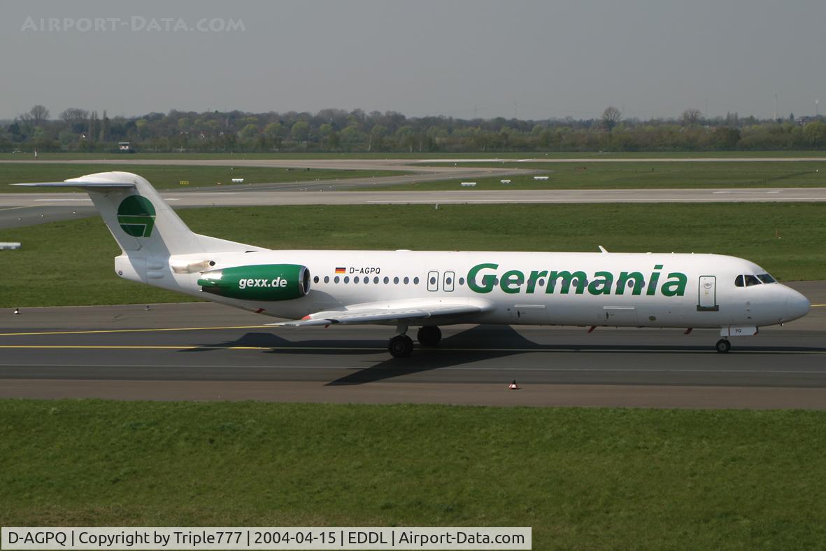 D-AGPQ, 1991 Fokker 100 (F-28-0100) C/N 11338, Germania