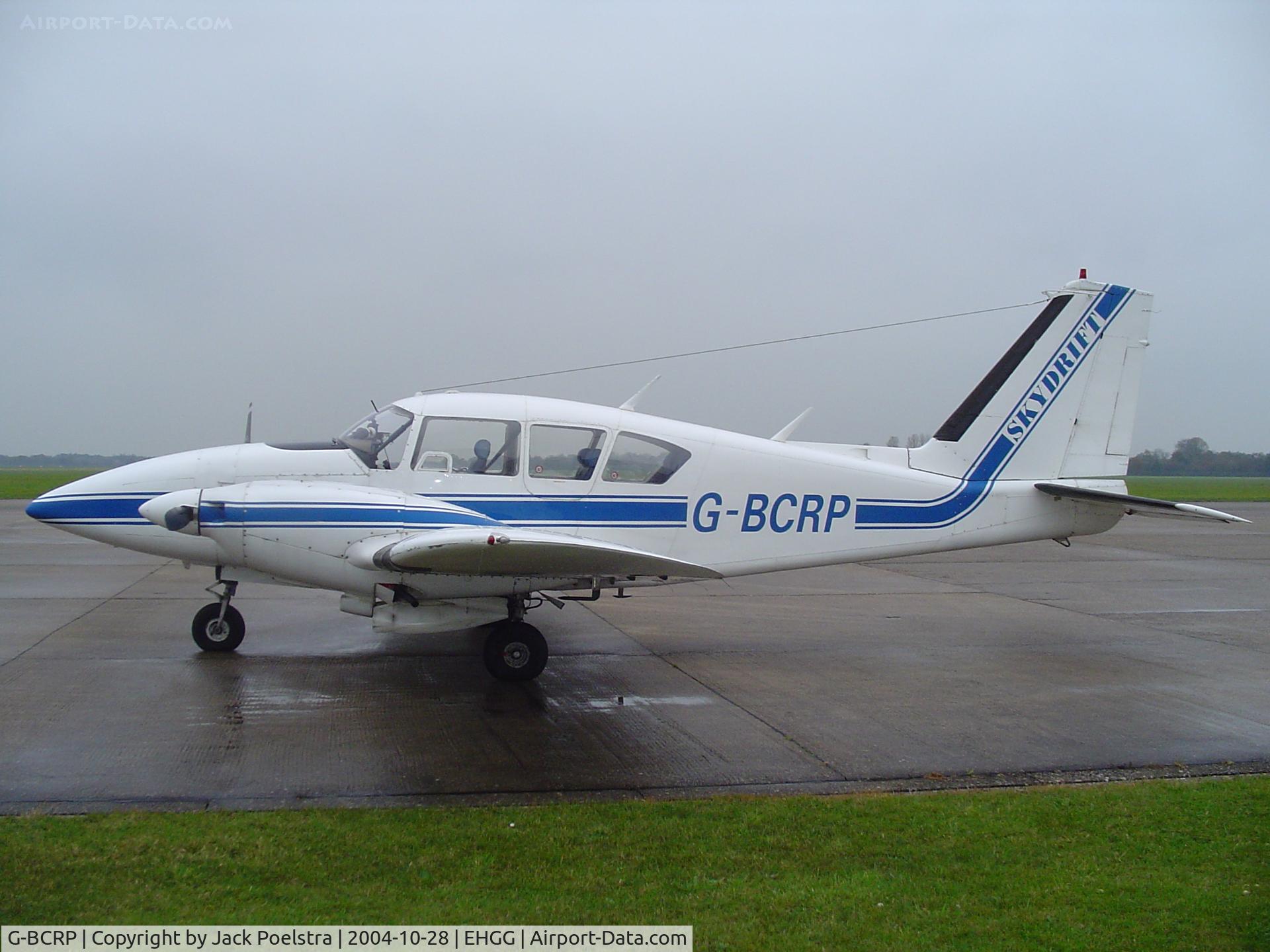 G-BCRP, 1973 Piper PA-E23-250 Aztec C/N 27-7305082, Aztec of Skydrift at Groningen airport