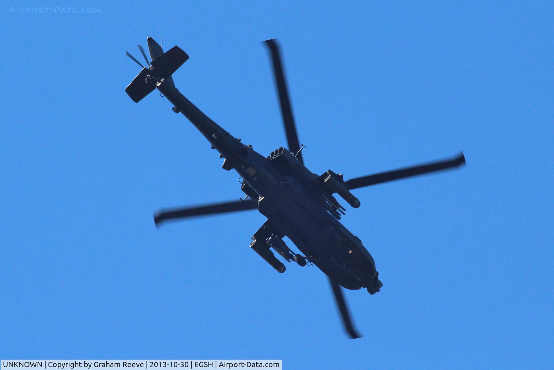 UNKNOWN, Helicopters Various C/N unknown, British Army AH64 Apache transiting over Norwich Airport.