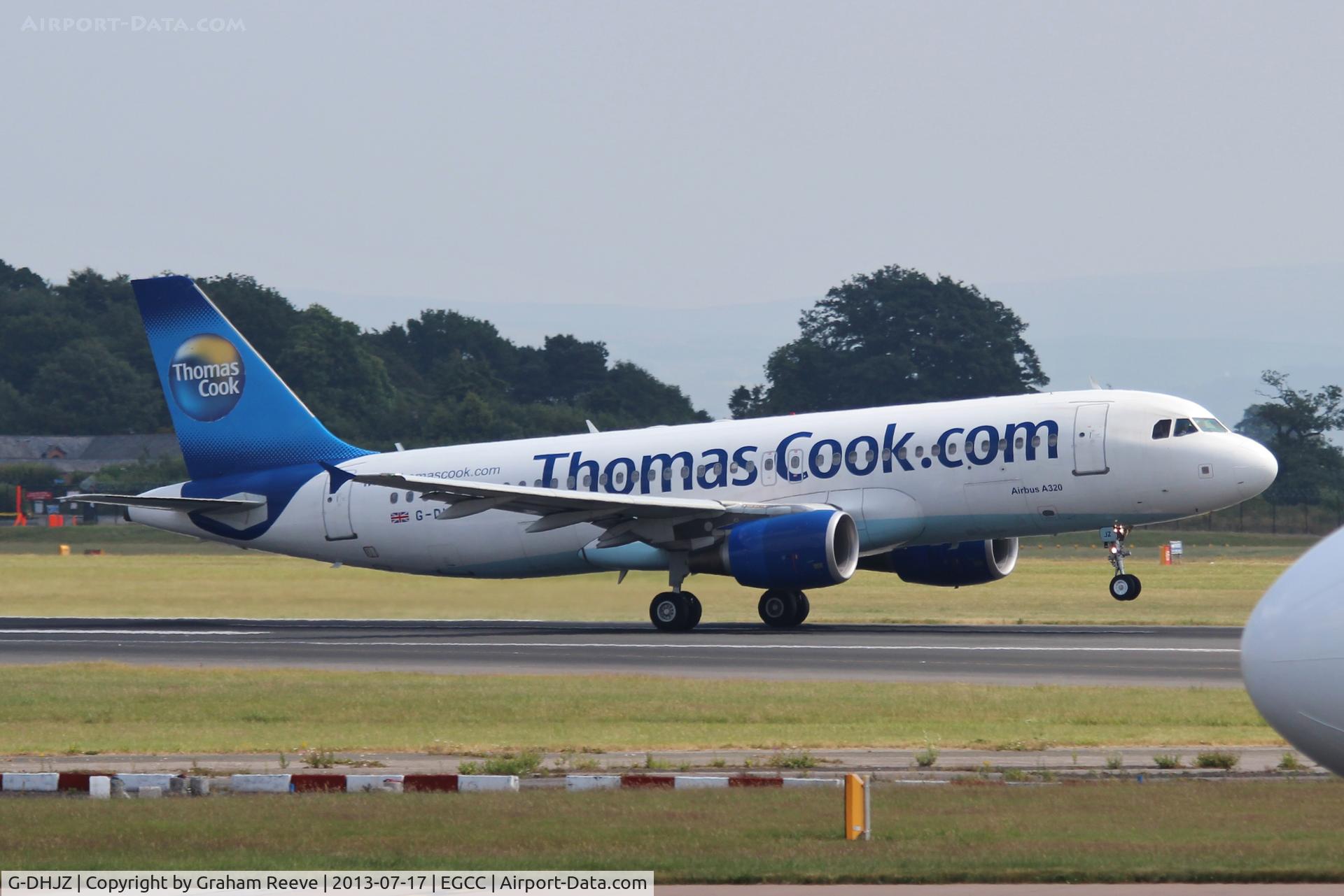 G-DHJZ, 2003 Airbus A320-214 C/N 1965, Departing from Manchester.