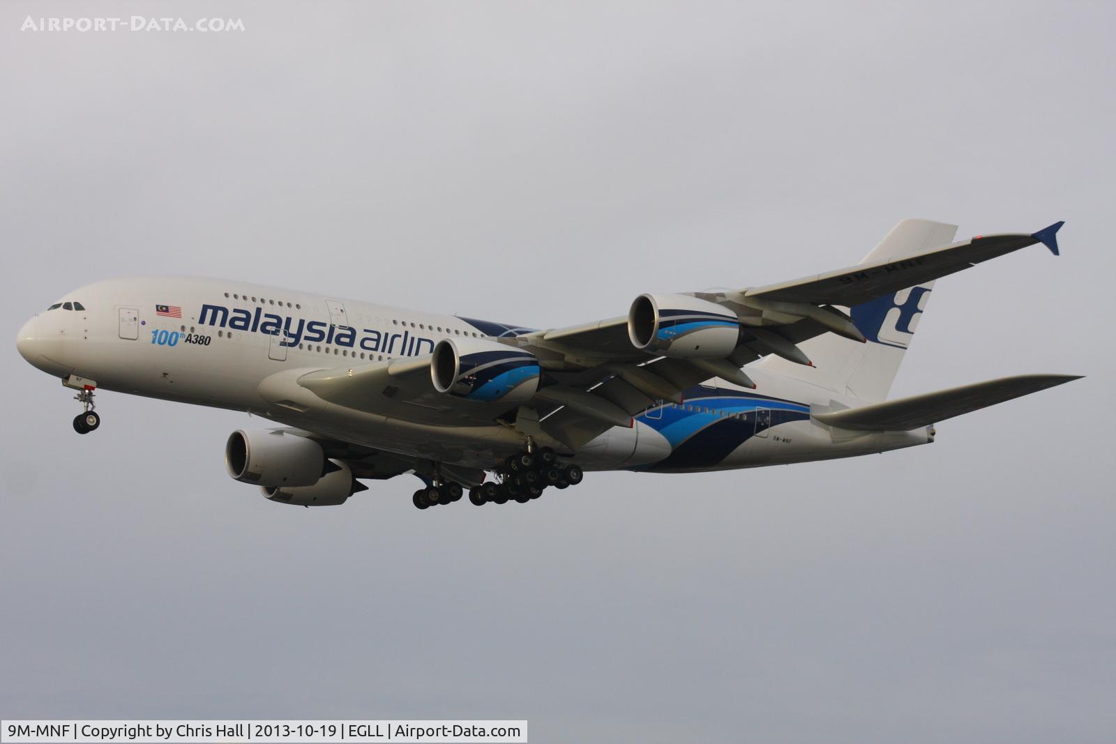 9M-MNF, 2012 Airbus A380-841 C/N 114, Malaysia Airlines displaying 