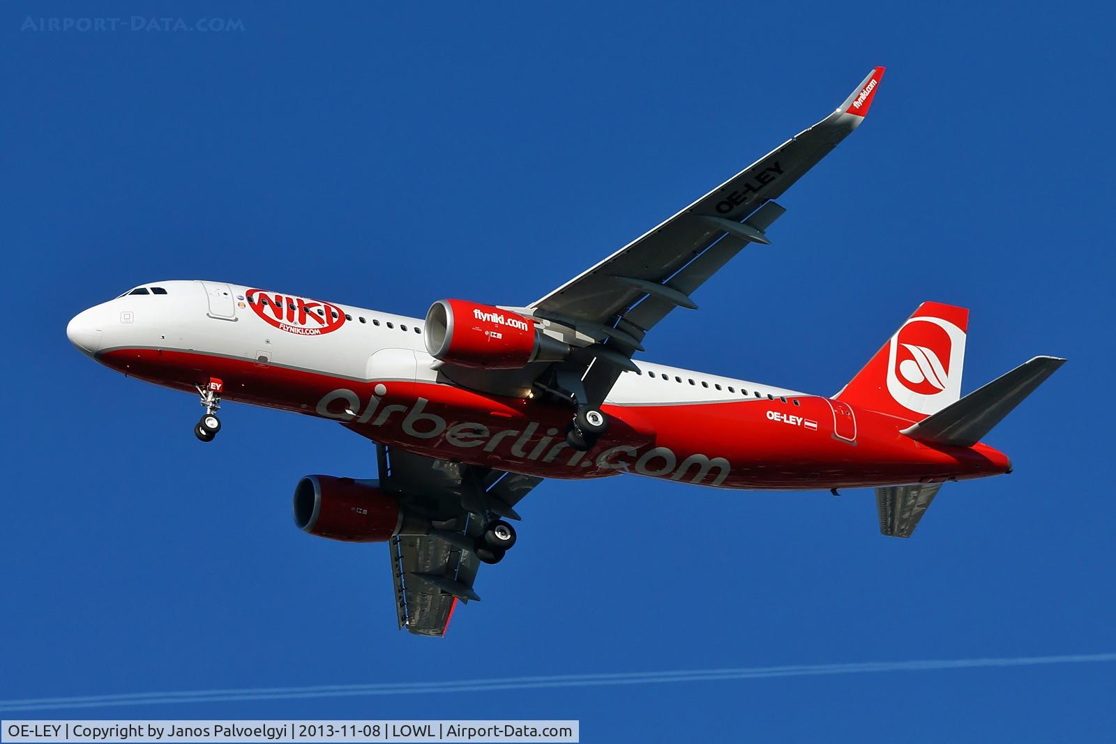 OE-LEY, 2013 Airbus A320-214 C/N 5648, Niki (Air Berlin) Airbus A320-214 final approach in LOWL/LNZ