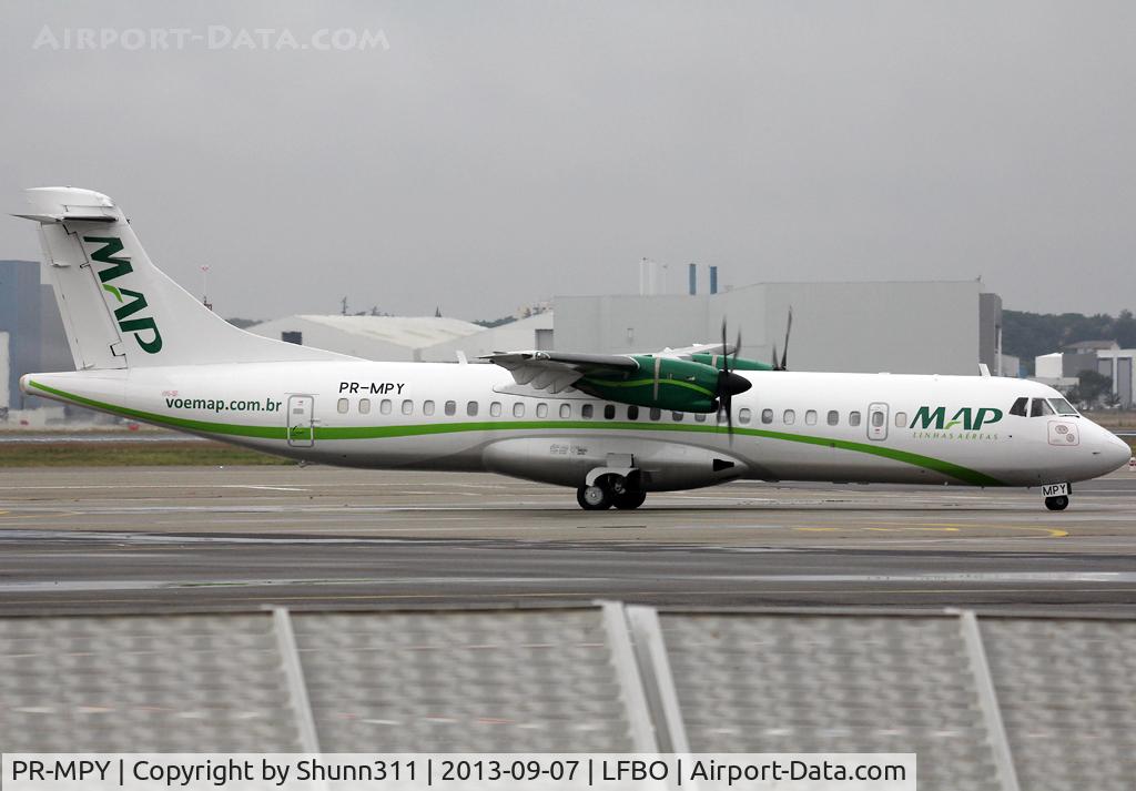 PR-MPY, 1997 ATR 72-202 C/N 519, Delivery day and passing at LFBO for customs services... Stored long time at LFBF...