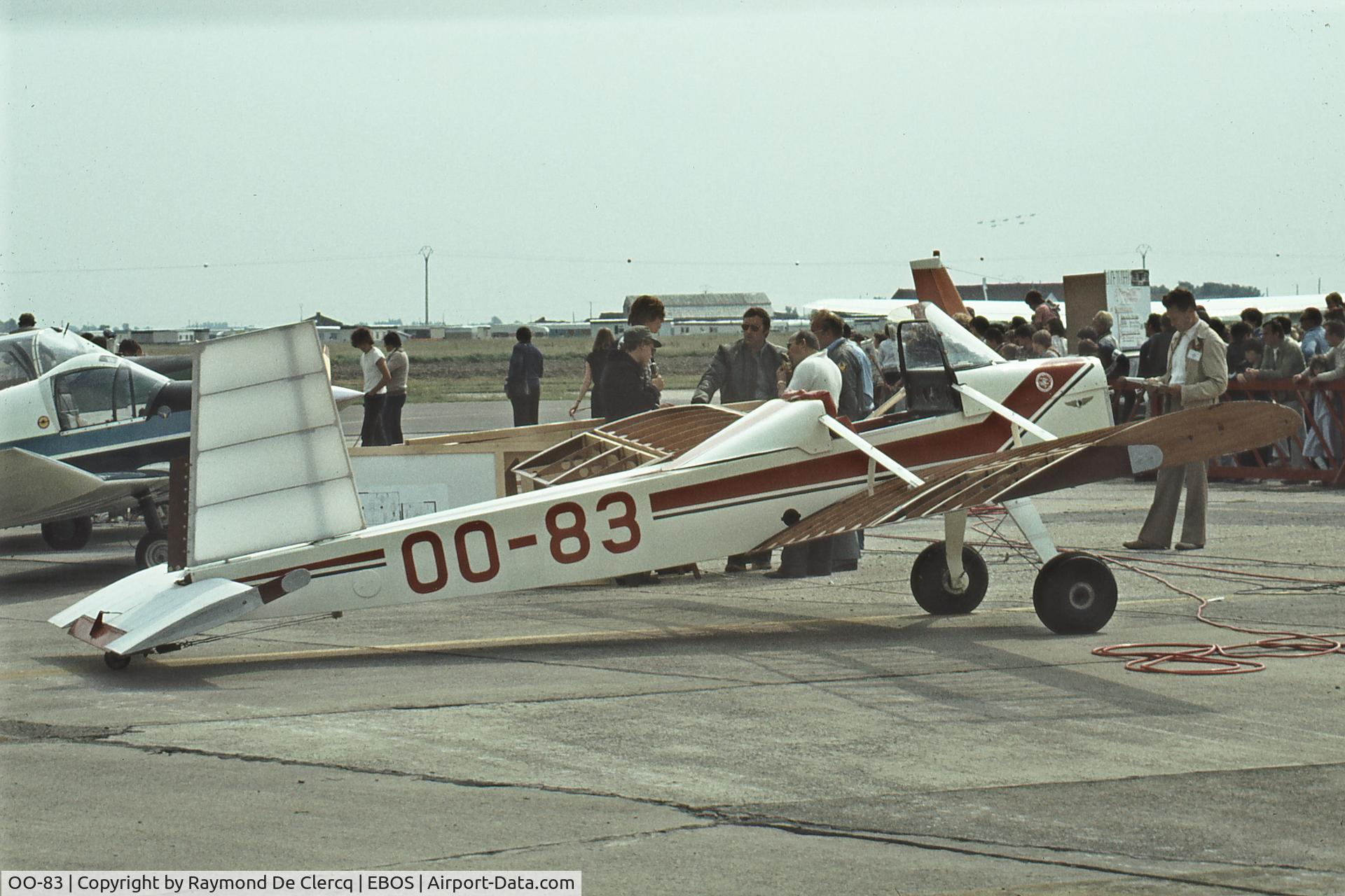 OO-83, Evans VP-2 Volksplane C/N 3730, Ostend Airport,mid-seventies.