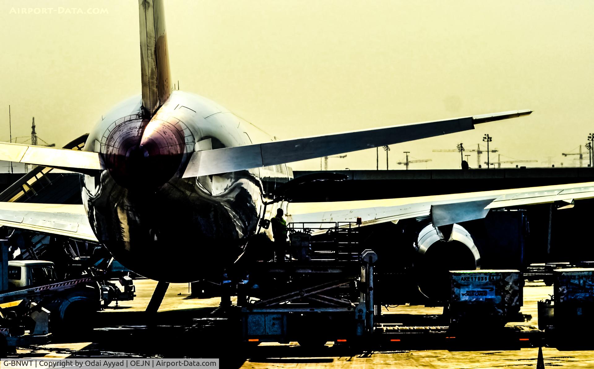 G-BNWT, 1992 Boeing 767-336 C/N 25828, Airplane Parked at Jeddah Airport After a flight from London to Jeddah  getting ready to fly again to London