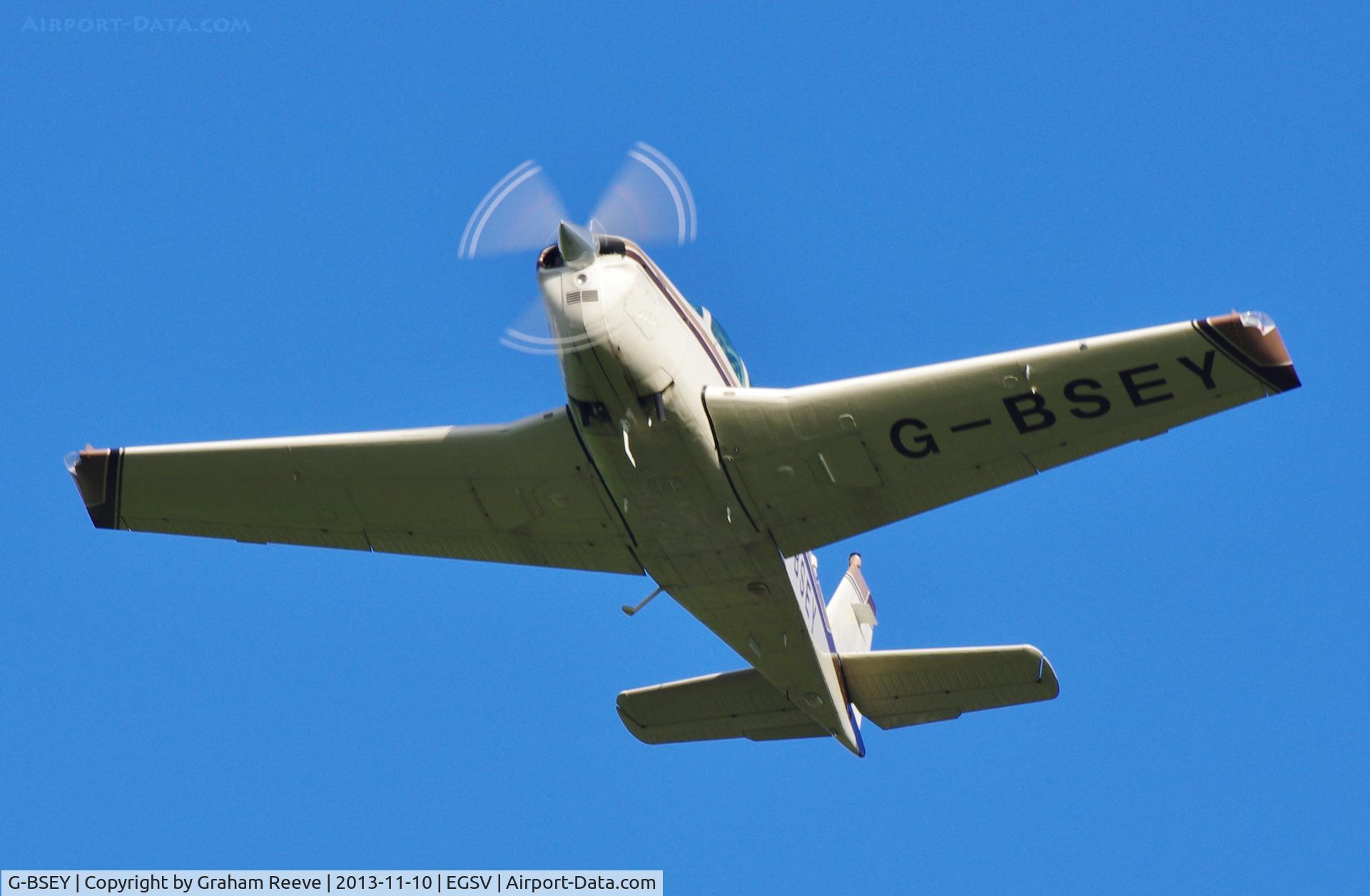 G-BSEY, 1981 Beech A36 Bonanza 36 C/N E-1873, Over head at Old Buckenham.