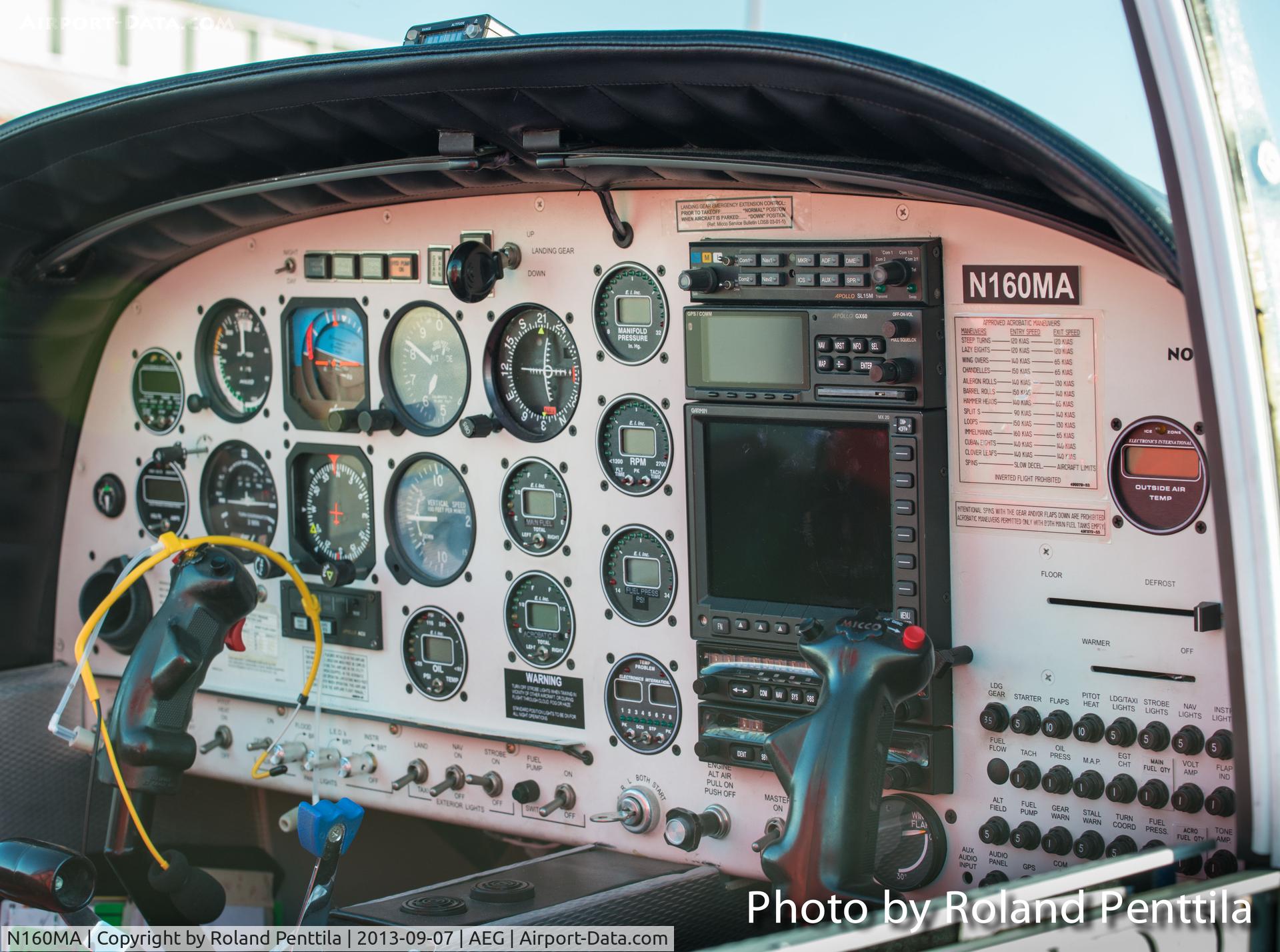 N160MA, 2001 Meyers MAC-145B C/N 260009, Cockpit detail of aircraft seen at the EAA Chapter 179 Fly-in in 2013.