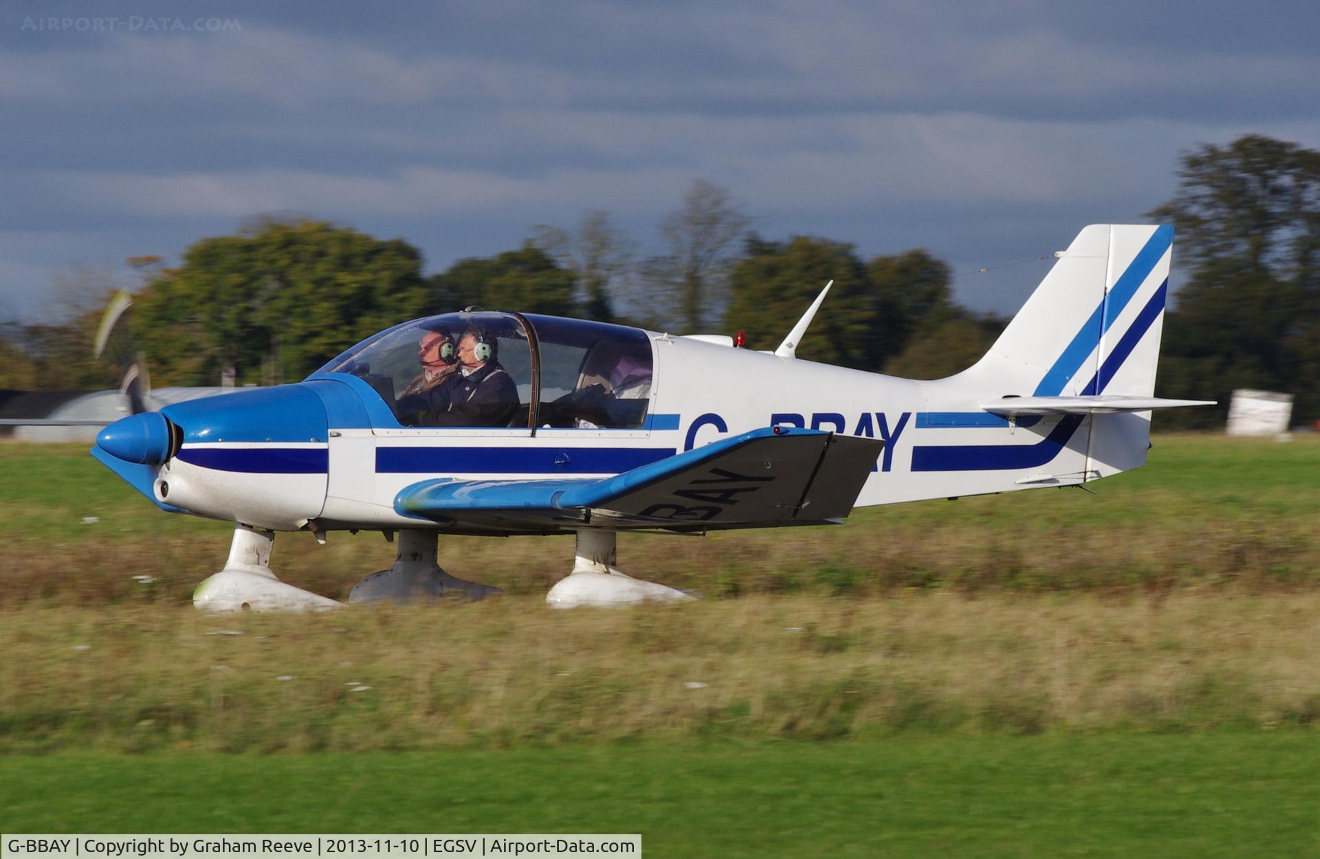 G-BBAY, 1973 Robin DR-400-140 Major C/N 841, Departing from Old Buckenham.