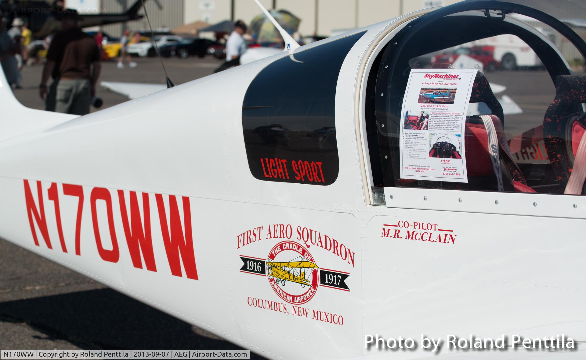 N170WW, 2006 Dova DV-1 Skylark C/N 06/08, owned by William Wehner of Columbus, NM