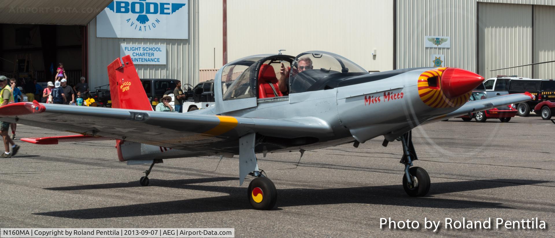N160MA, 2001 Meyers MAC-145B C/N 260009, taxiing to return to the hanger.  Seen at the 2013 Chapter 179 EAA Fly-in