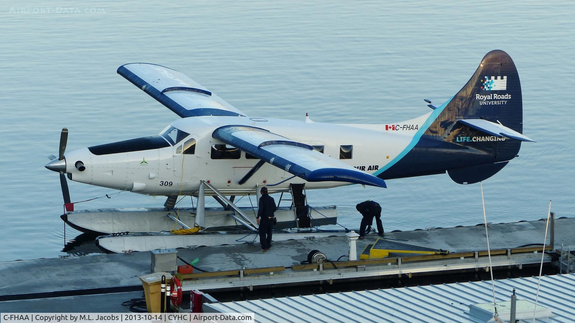 C-FHAA, 1960 De Havilland Canada DHC-3T Vazar Turbine Otter Otter C/N 357, Harbour Air #309 at Coal Harbour terminal in the early morning.