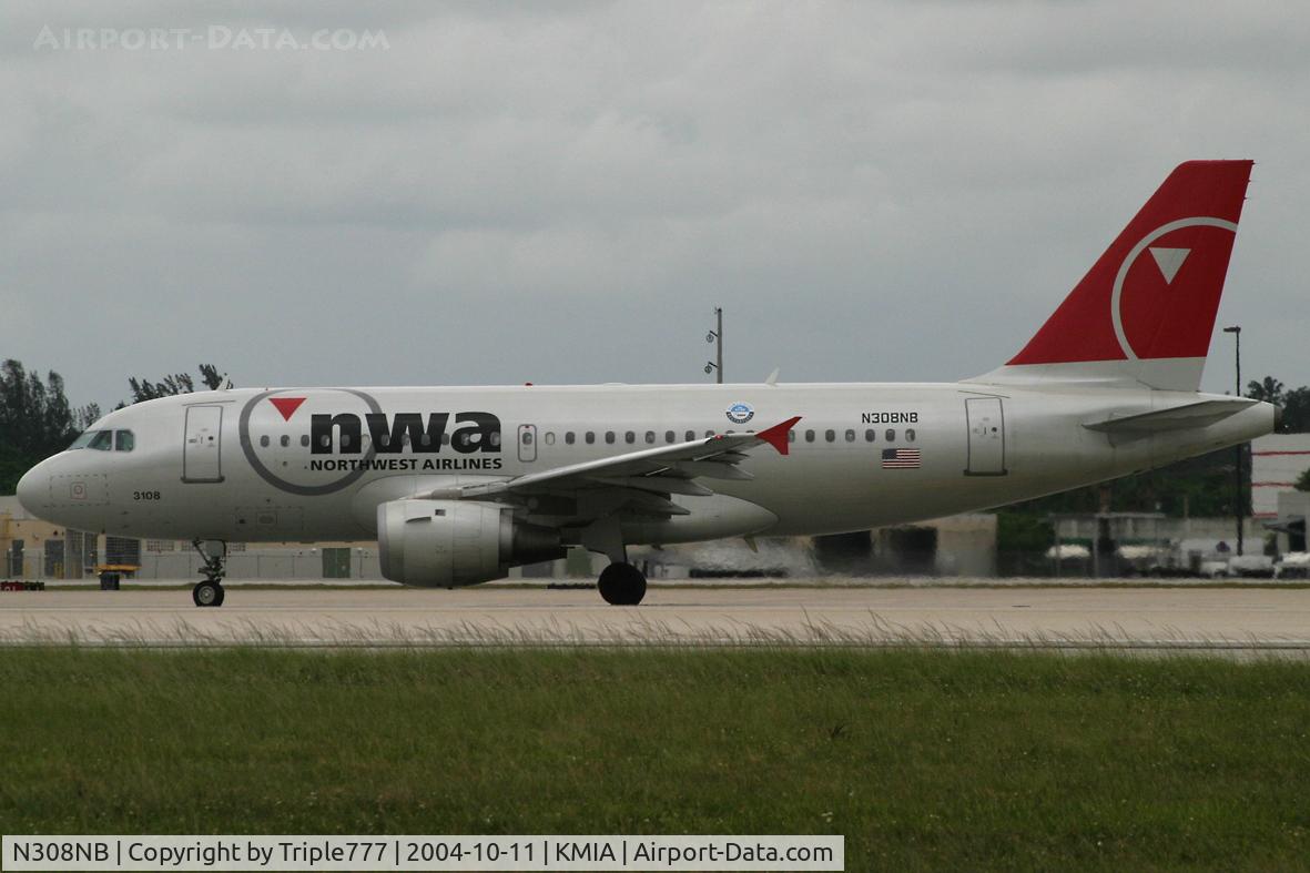 N308NB, 1999 Airbus A319-114 C/N 1129, Northwest Airlines