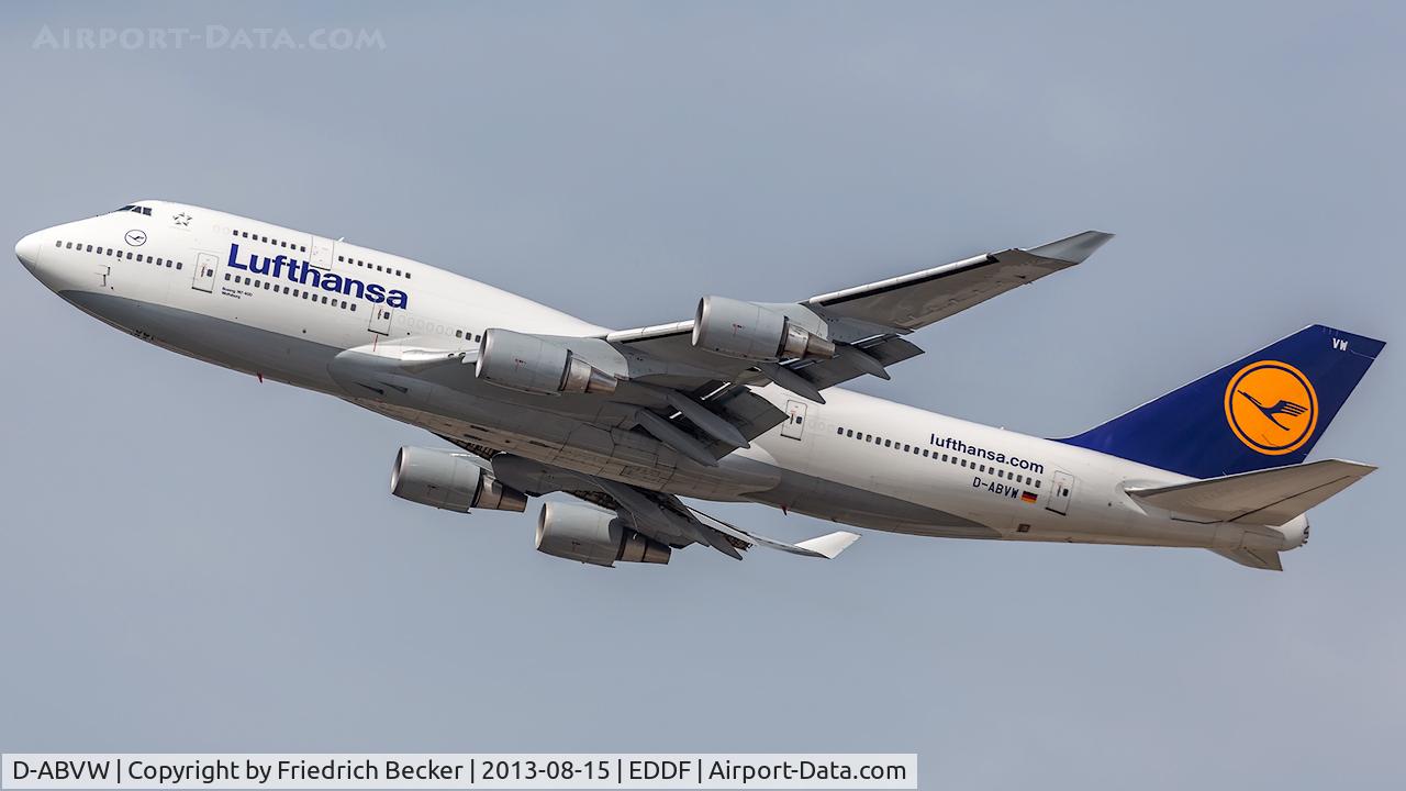 D-ABVW, 1999 Boeing 747-430 C/N 29493, departure from Frankfurt