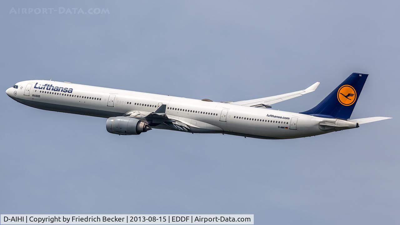 D-AIHI, 2004 Airbus A340-642 C/N 569, departure from Frankfurt