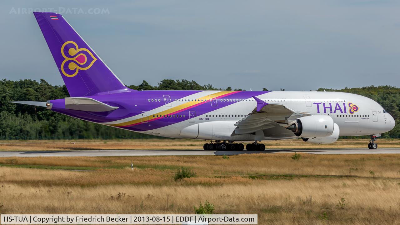 HS-TUA, 2012 Airbus A380-841 C/N 087, departure from Frankfurt
