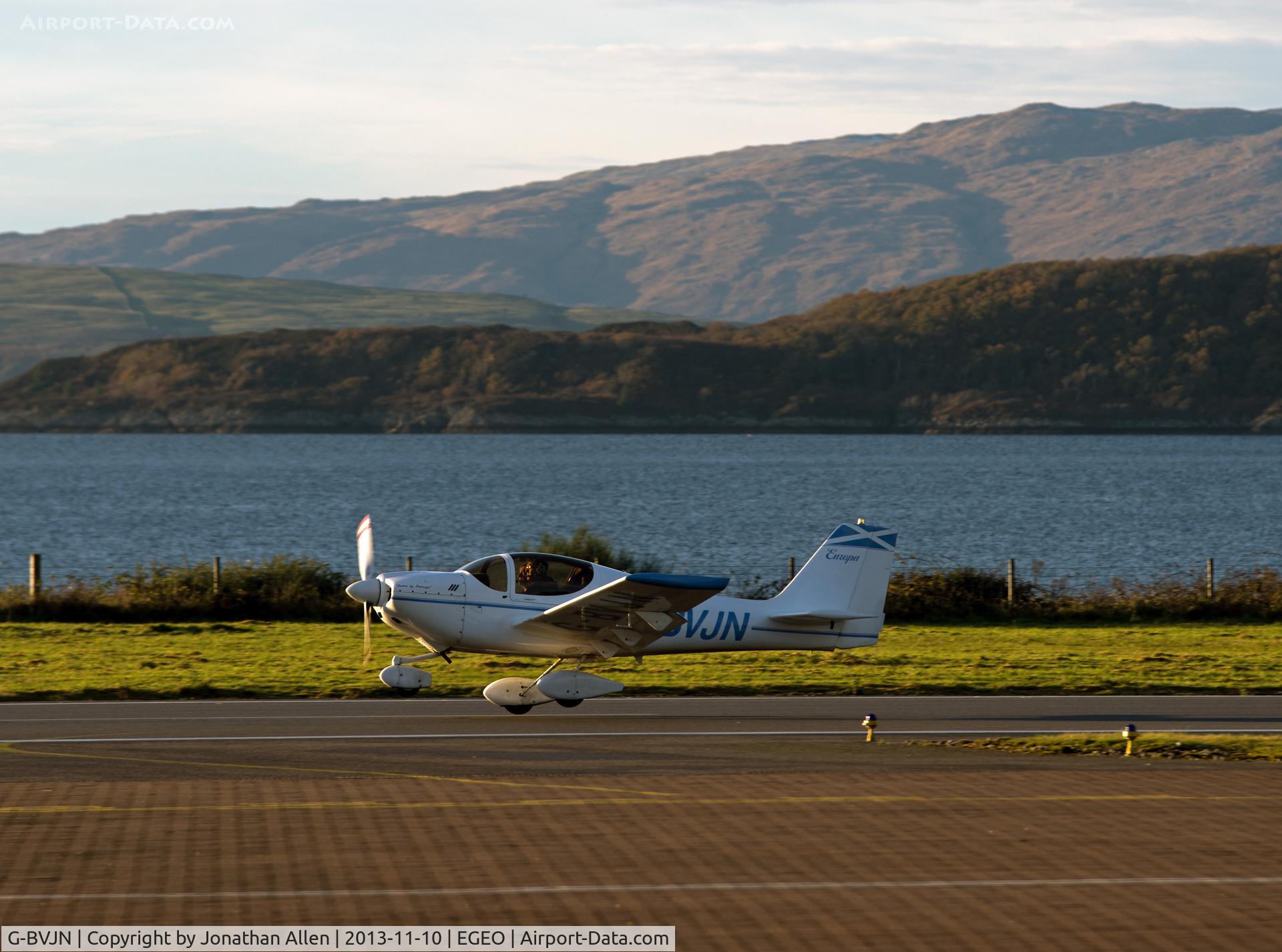 G-BVJN, 1995 Europa Tri-Gear C/N PFA 247-12666, About to take-off from Oban Airport.