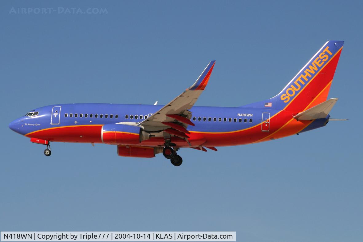 N418WN, 2001 Boeing 737-7H4 C/N 29823, Southwest Airlines