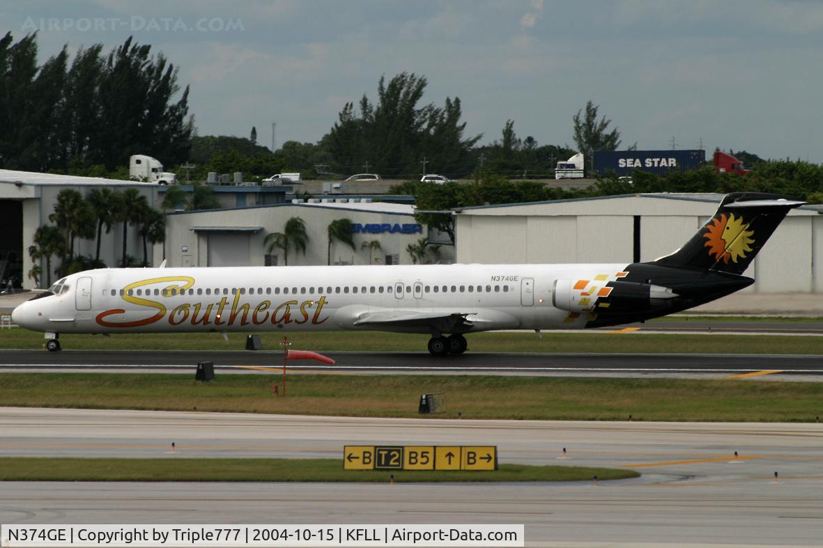 N374GE, 1985 McDonnell Douglas MD-82 (DC-9-82) C/N 49374, Southeast Airlines