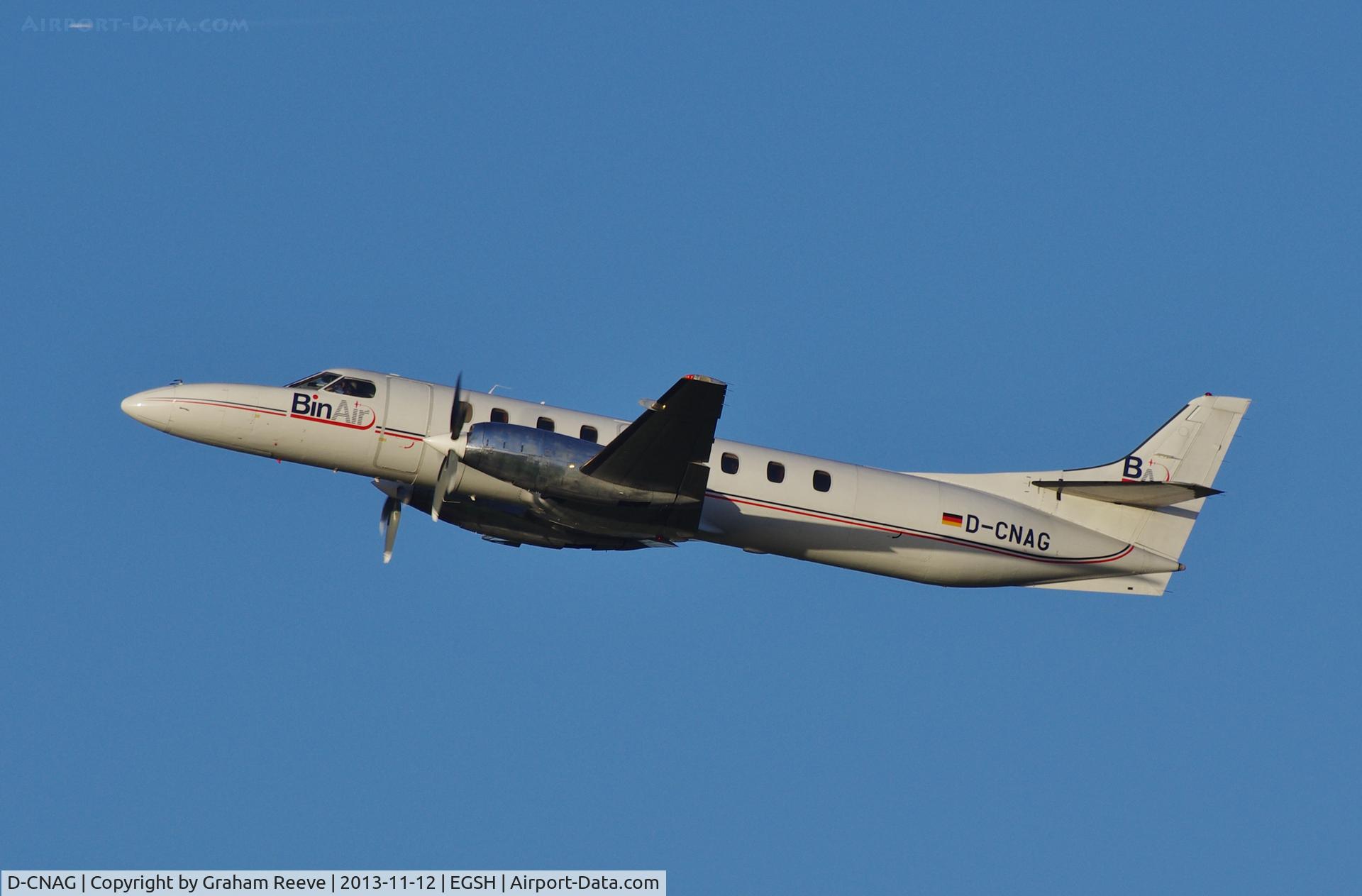 D-CNAG, 1995 Fairchild SA-227DC Metro 23 C/N DC-893B, Departing from Norwich.