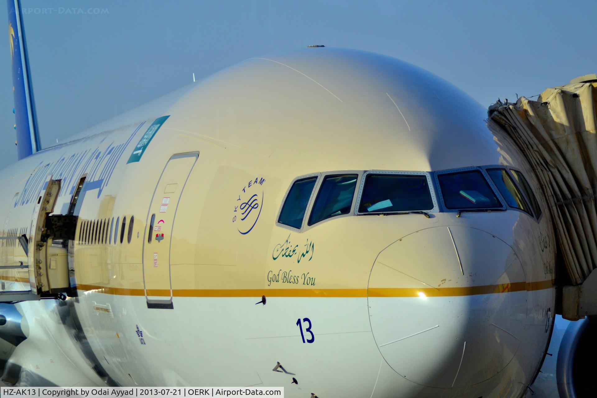 HZ-AK13, 2012 Boeing 777-368/ER C/N 41049, Parked at Riyadh airport getting ready to go to Cairo