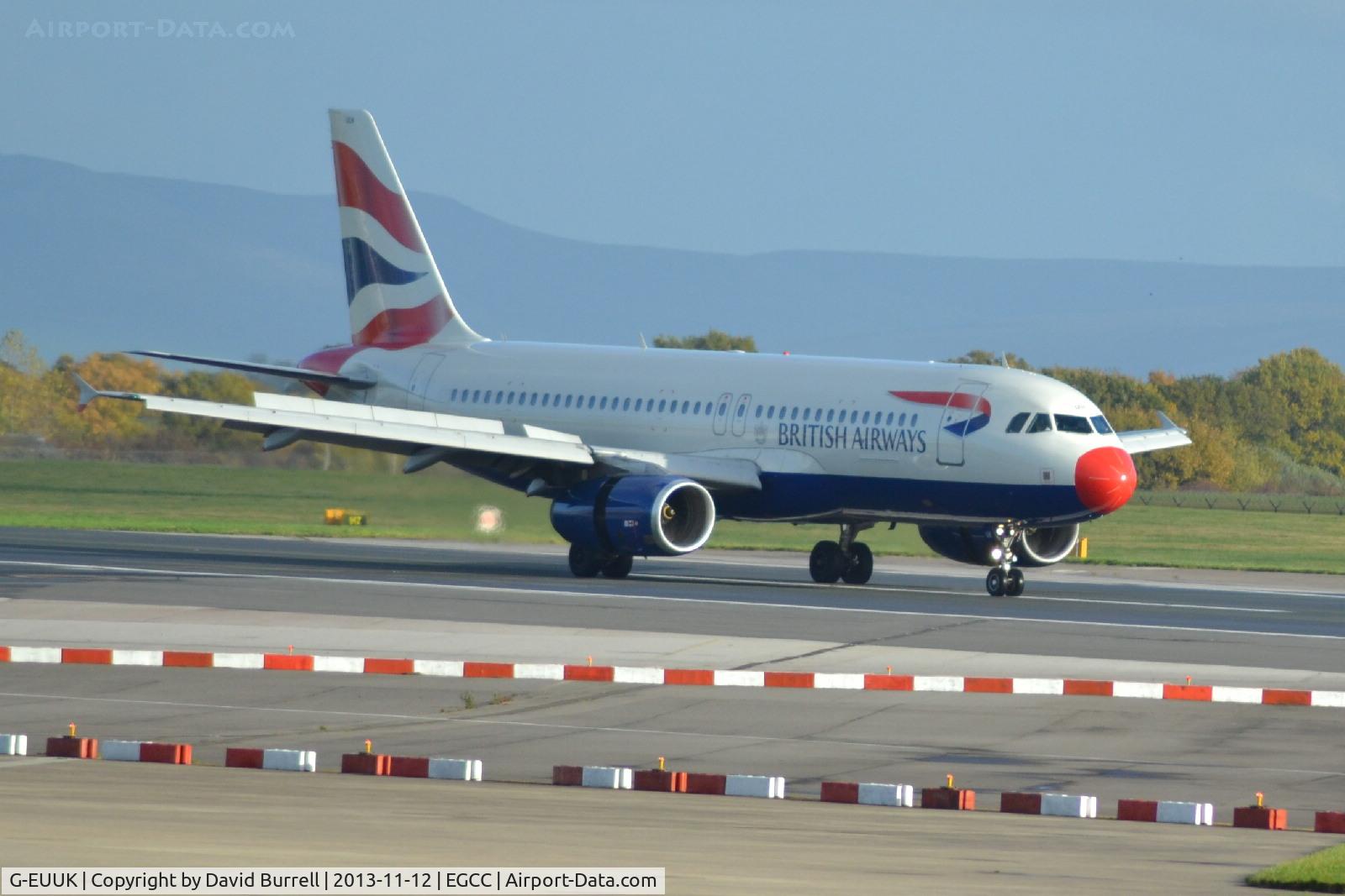 G-EUUK, 2002 Airbus A320-232 C/N 1899, British Airways Airbus A320-232 landing at Manchester Airport.