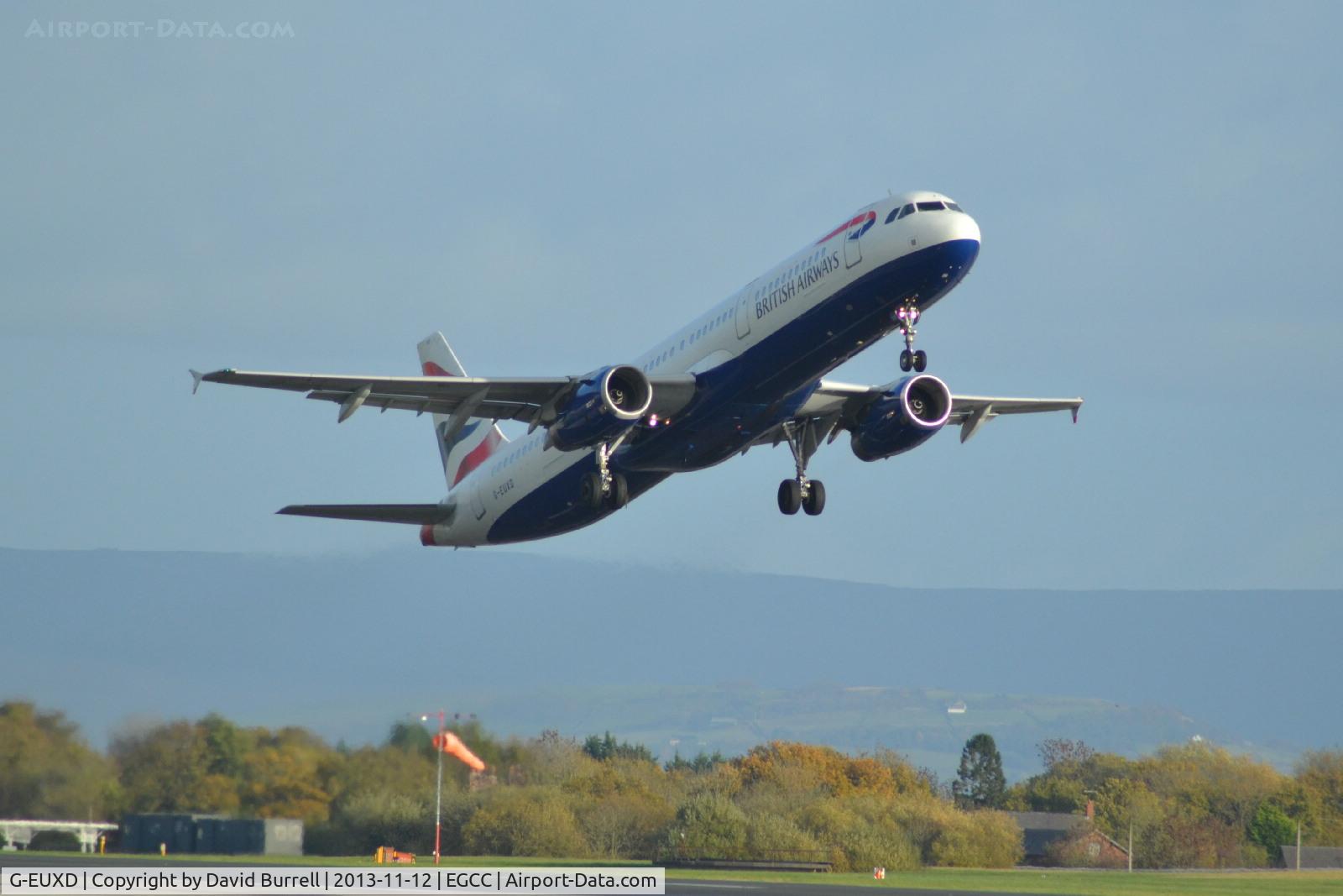 G-EUXD, 2004 Airbus A321-231 C/N 2320, British Airways Airbus A321-231 taking off from Manchester Airport.