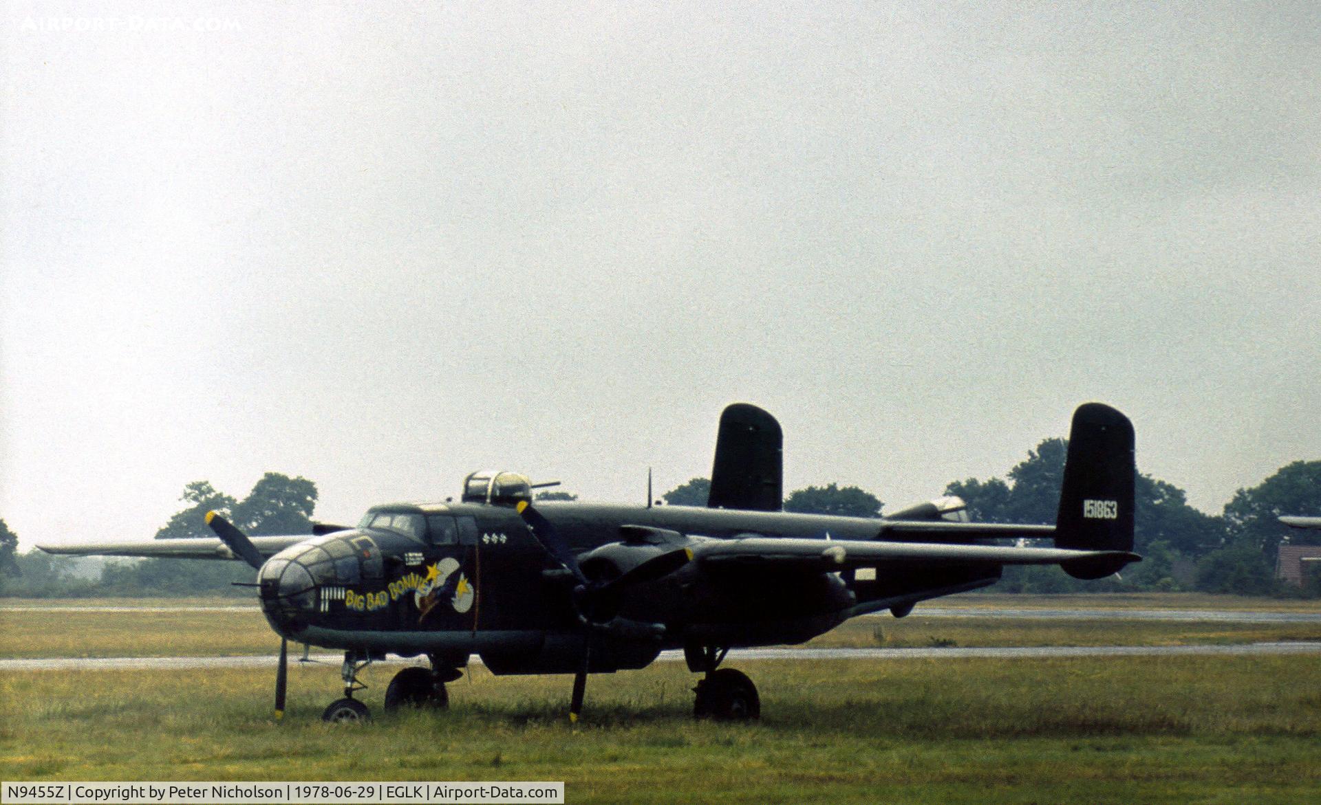 N9455Z, 1944 North American TB-25N Mitchell C/N 108-34535 (44-30210), TB-25N Mitchell seen at Blackbushe in the Summer of 1978 after use in the film Hannover Street.