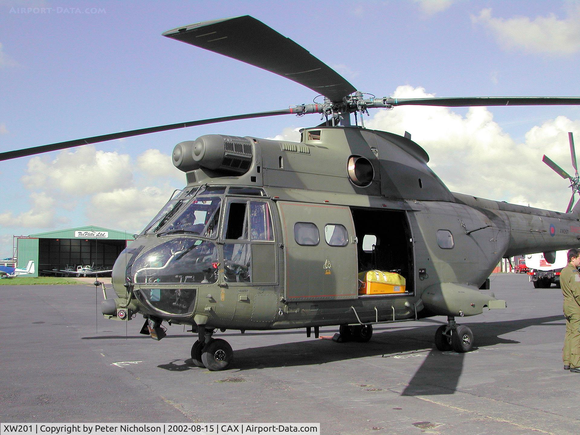 XW201, 1971 Westland Puma HC.1 C/N 1054/F9748, Another view of this Puma HC.1, callsign Stetson 1, of 230 Squadron at RAF Aldergrove on a visit to Carlisle in the Summer of 2002.