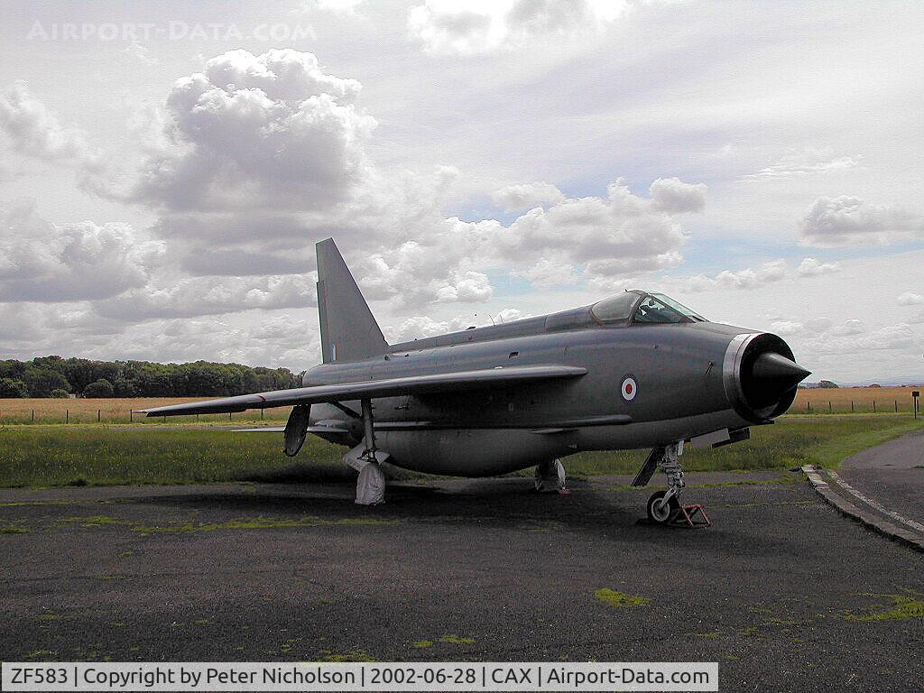 ZF583, English Electric Lightning F.53 C/N 95826, Former Royal Saudi Air Force English Electric Lightning F.53 of the Solway Aviation Museum as displayed at Carlisle in the Summer of 2002.