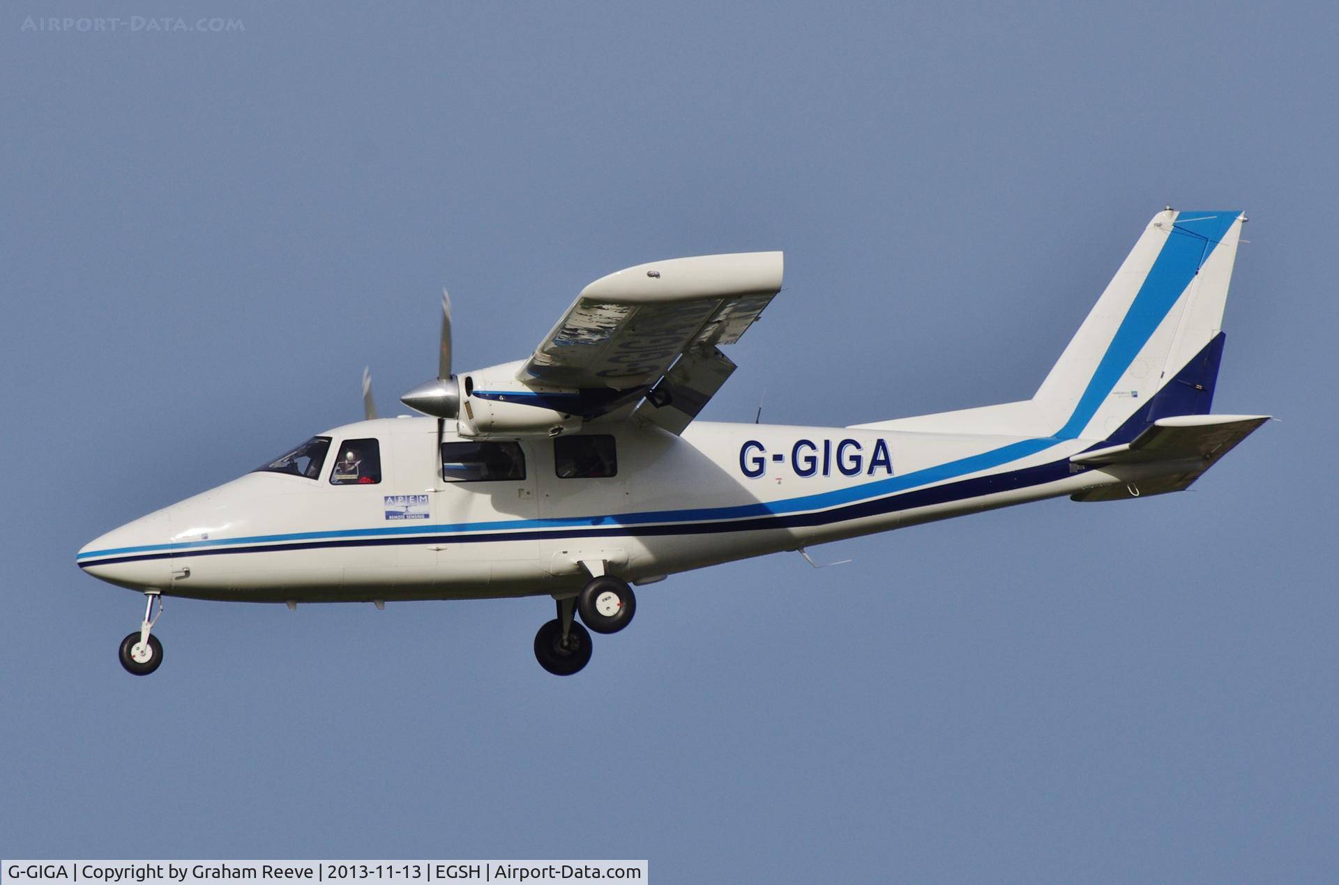 G-GIGA, 2011 Vulcanair P-68C C/N 468/C, About to land.