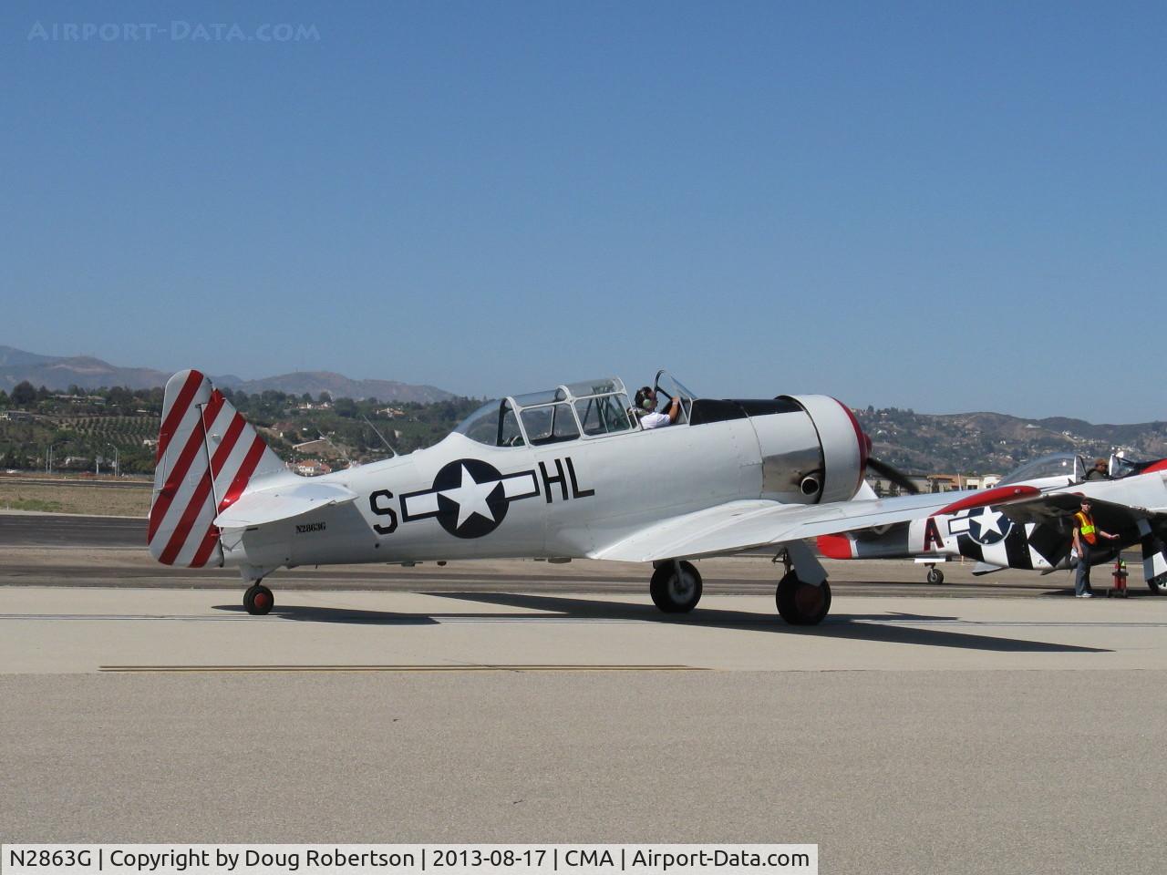 N2863G, 1958 North American SNJ-6 Texan C/N 121-43131, 1958 North American SNJ-6, P&W R-1340 Wasp 600 Hp, of the Condor Squadron, taxi