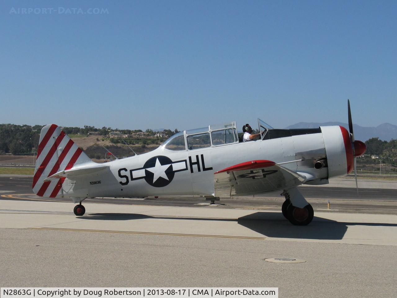 N2863G, 1958 North American SNJ-6 Texan C/N 121-43131, 1958 North American SNJ-6, P&W R-1340 Wasp 600 Hp, taxi