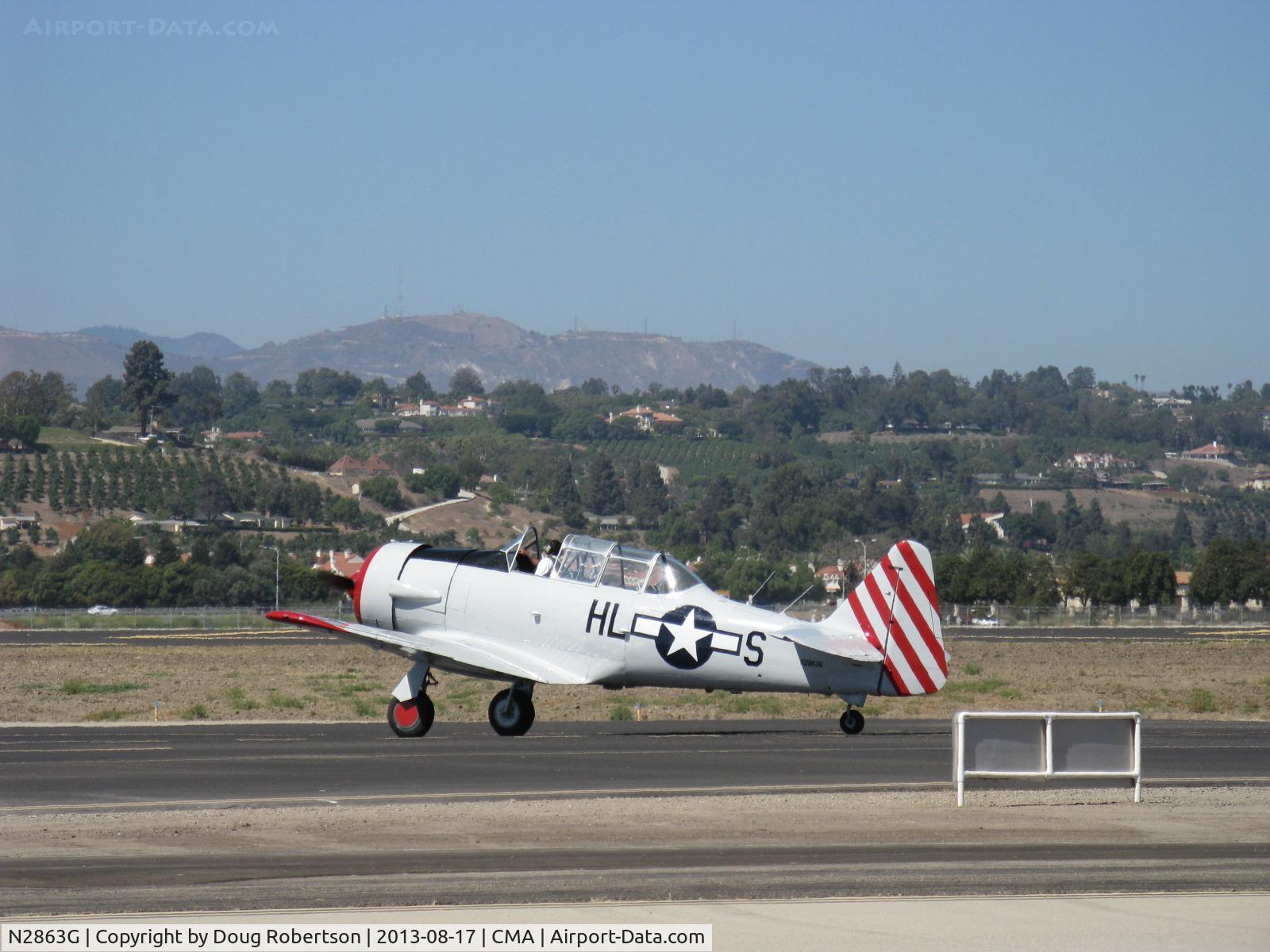 N2863G, 1958 North American SNJ-6 Texan C/N 121-43131, 1958 North American SNJ-6, P&W R-1340 Wasp 600 Hp, taxi to Rwy 26