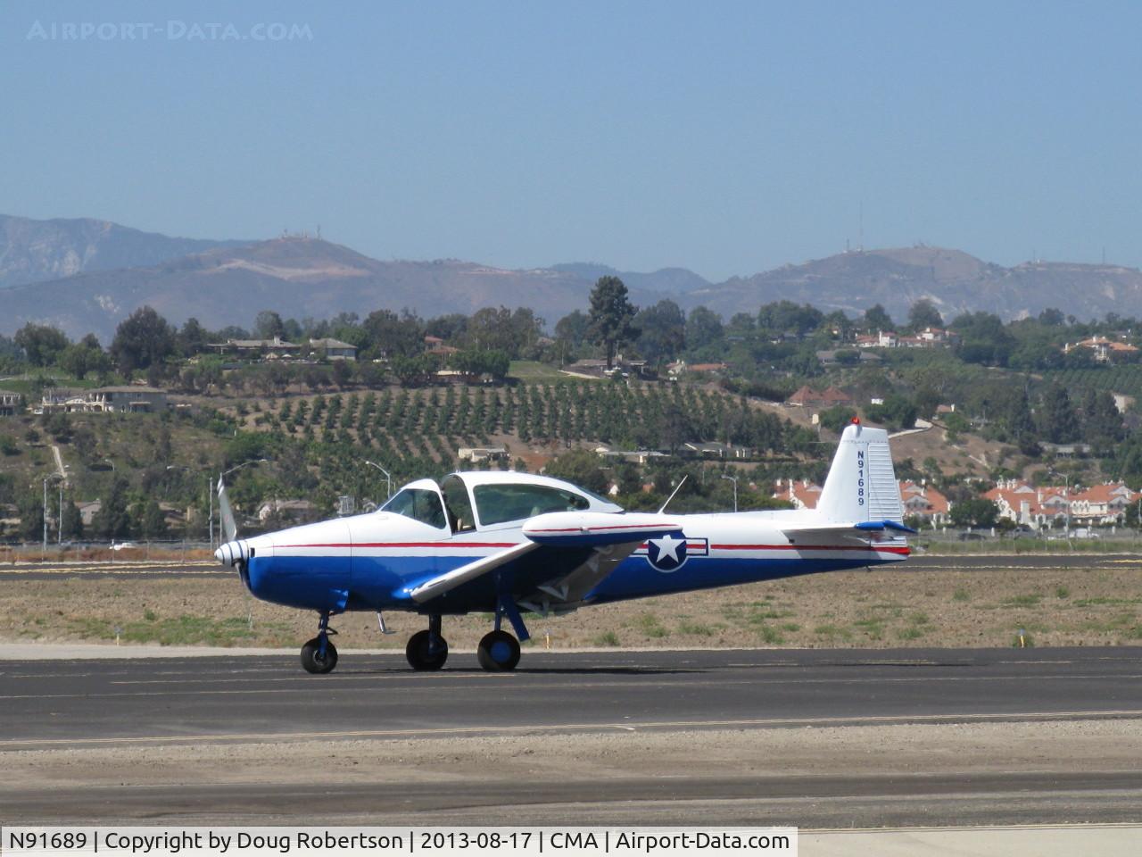 N91689, 1946 North American Navion (NA-145) C/N NAV-4-431, 1946 North American NAVION, Continental E-225 upgrade, many mods, taxi to Rwy 26