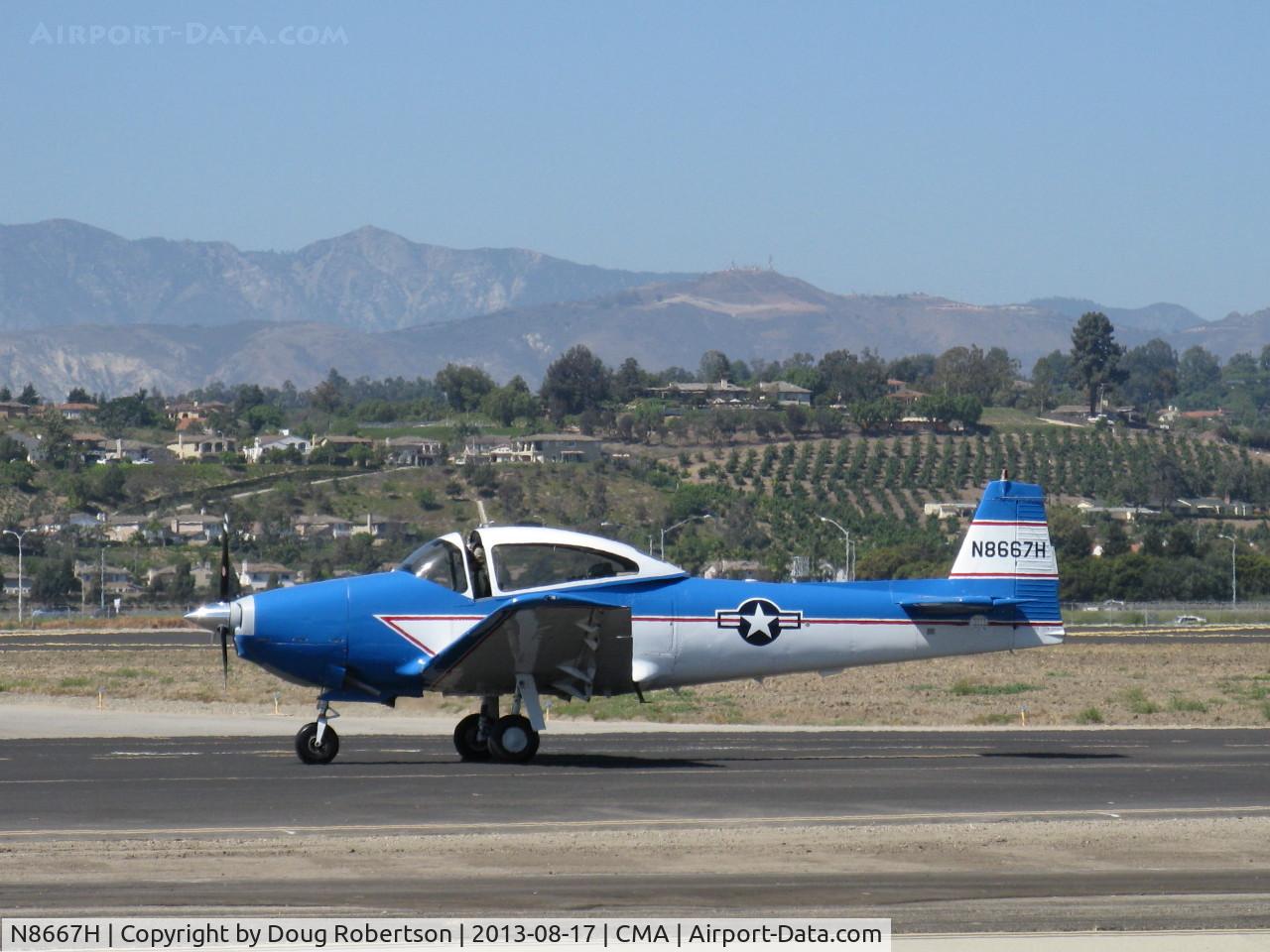 N8667H, 1947 North American Navion C/N NAV-4-667, 1947 North American NAVION, Continental IO-520 285 Hp, taxi to Rwy 26