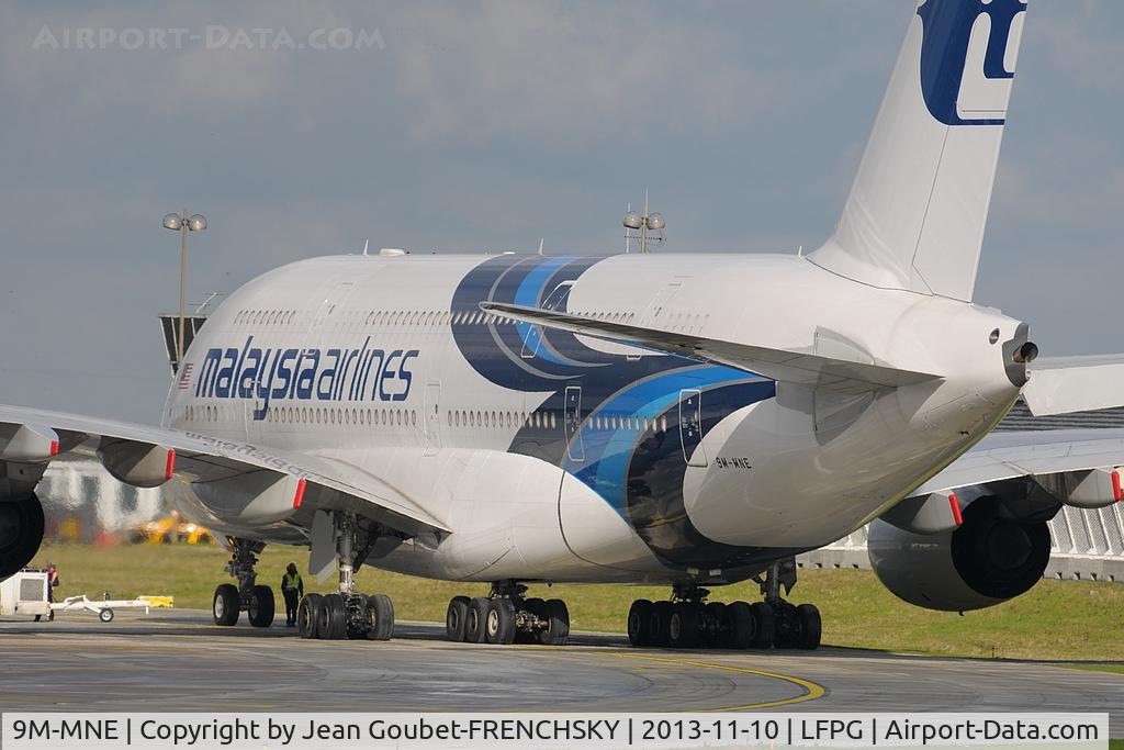 9M-MNE, 2012 Airbus A380-841 C/N 094, departure to Kuala Lumpur at CDG T1