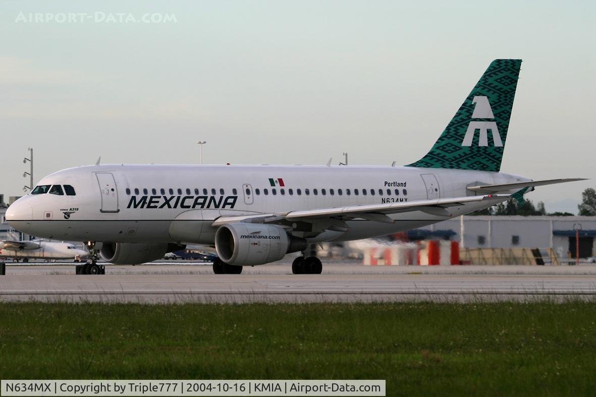 N634MX, 2001 Airbus A319-112 C/N 1634, Mexicana