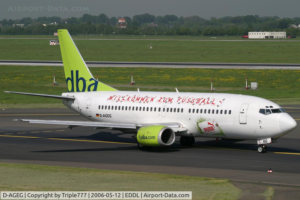D-AGEG, 1988 Boeing 737-35B C/N 24237, dba willkommen zum fussball