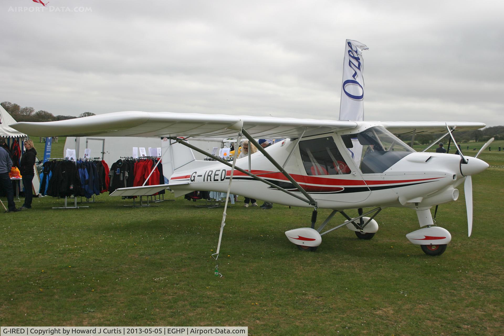 G-IRED, 2012 Comco Ikarus C42 FB100 Bravo C/N 1207-7210, Privately owned. At the Microlight Trade Fair.