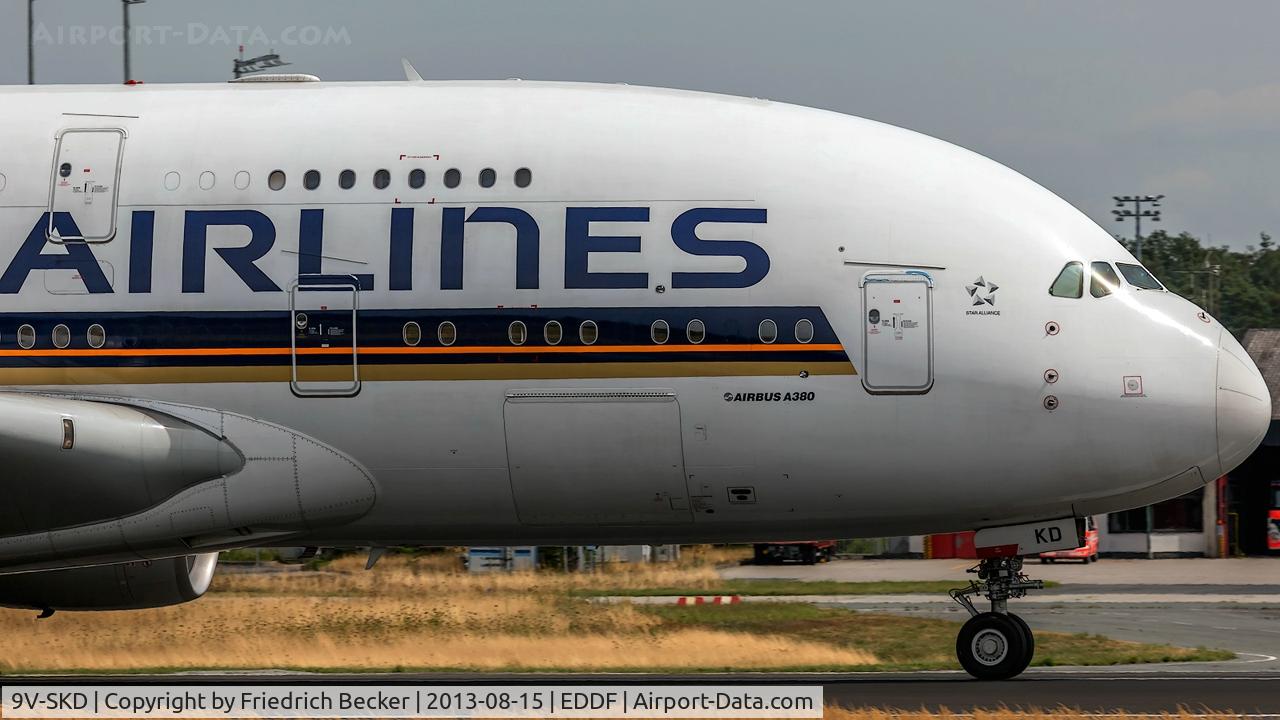 9V-SKD, 2008 Airbus A380-841 C/N 008, departure from Frankfurt