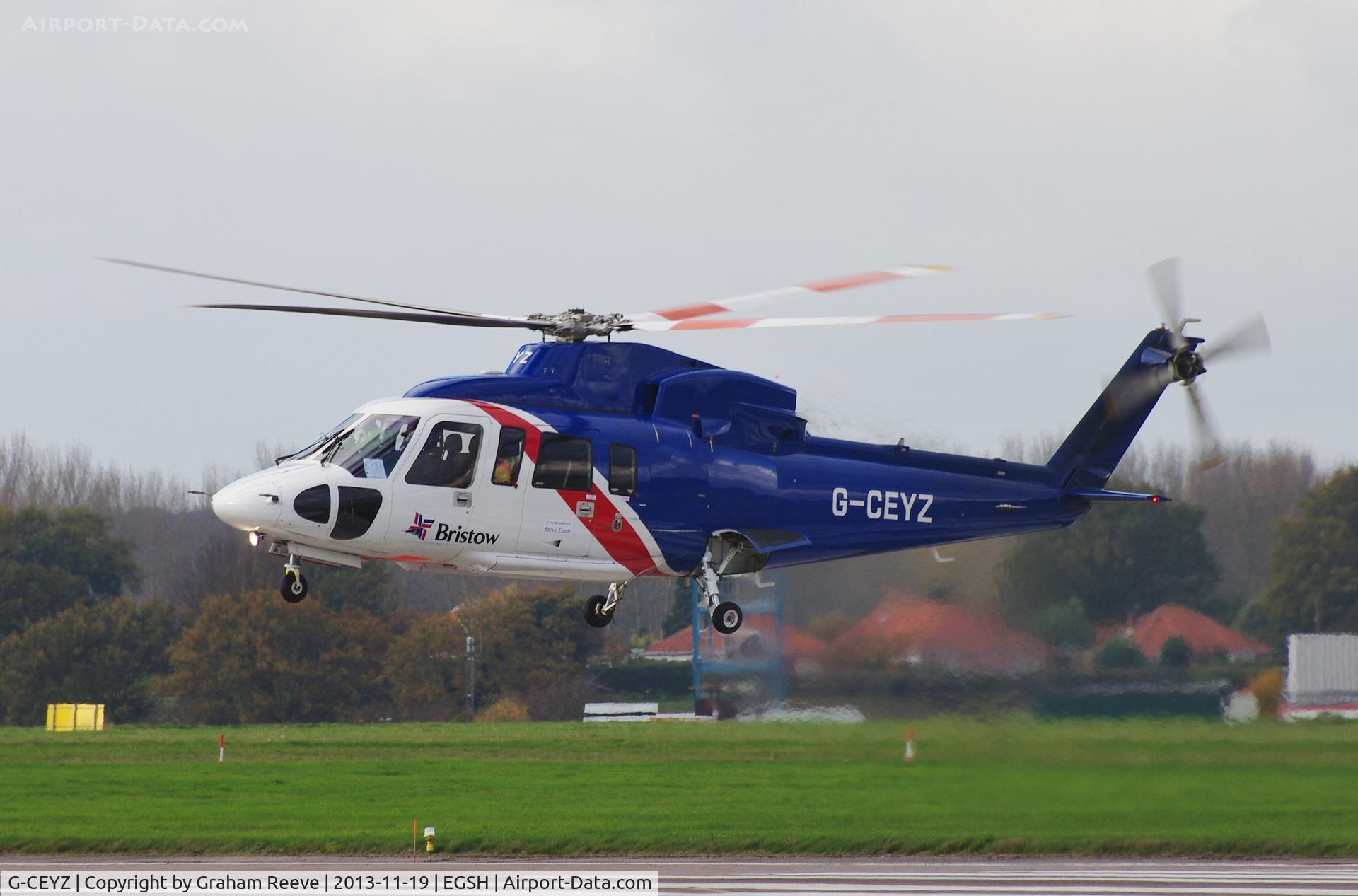 G-CEYZ, 2007 Sikorsky S-76C C/N 760669, Holding at the end of runway 27.