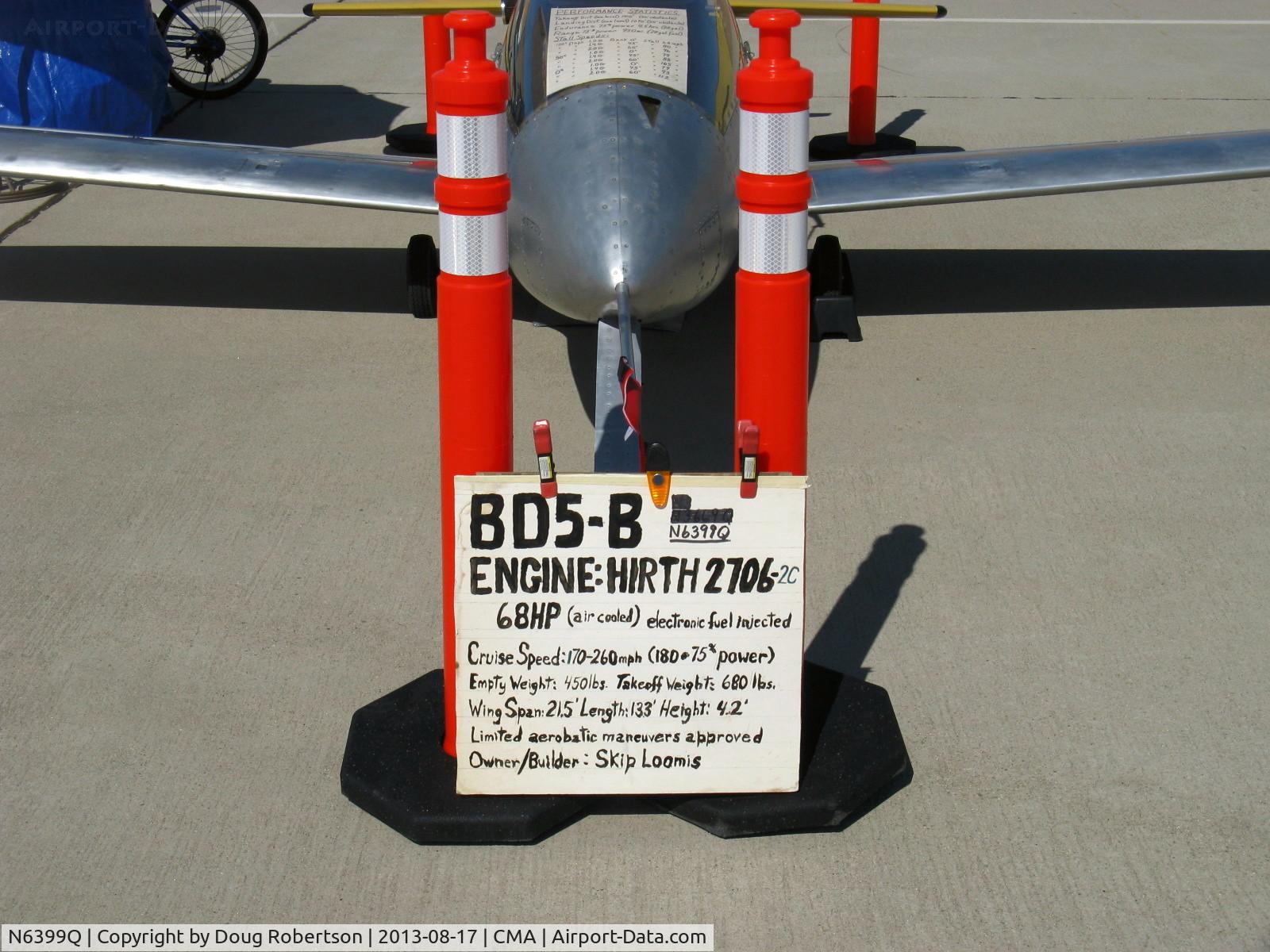 N6399Q, Bede BD-5B C/N 4986, 1999 Loomis BD-5B, Hirth 2706 68 Hp pusher, data