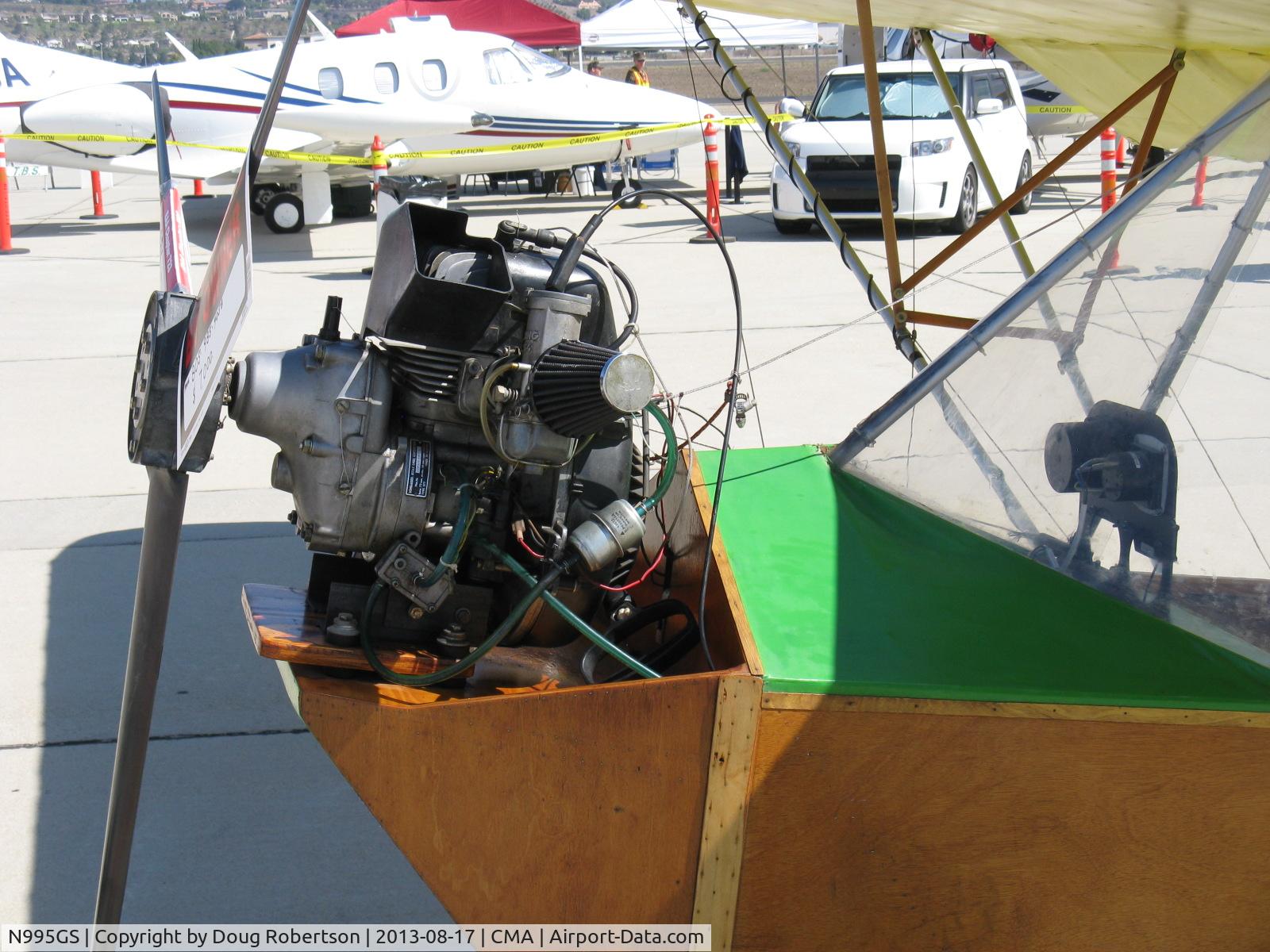 N995GS, 1999 Butterfly Aero Banty C/N 1285, 1999 Stucker Butterfly Aero BANTY Ultralight Experimental, Rotax 277 26 Hp @ 6,250 rpm single cylinder air-cooled two-stroke with integral reduction drive