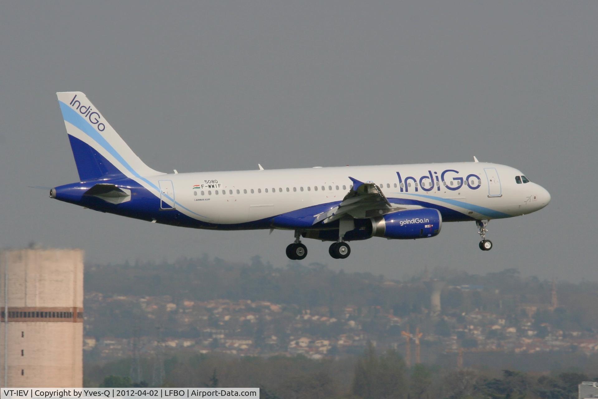 VT-IEV, 2012 Airbus A320-232 C/N 5080, Airbus A320-232 with provisional registration F-WWIF, Landing Rwy 14L, Toulouse Blagnac Airport (LFBO-TLS)